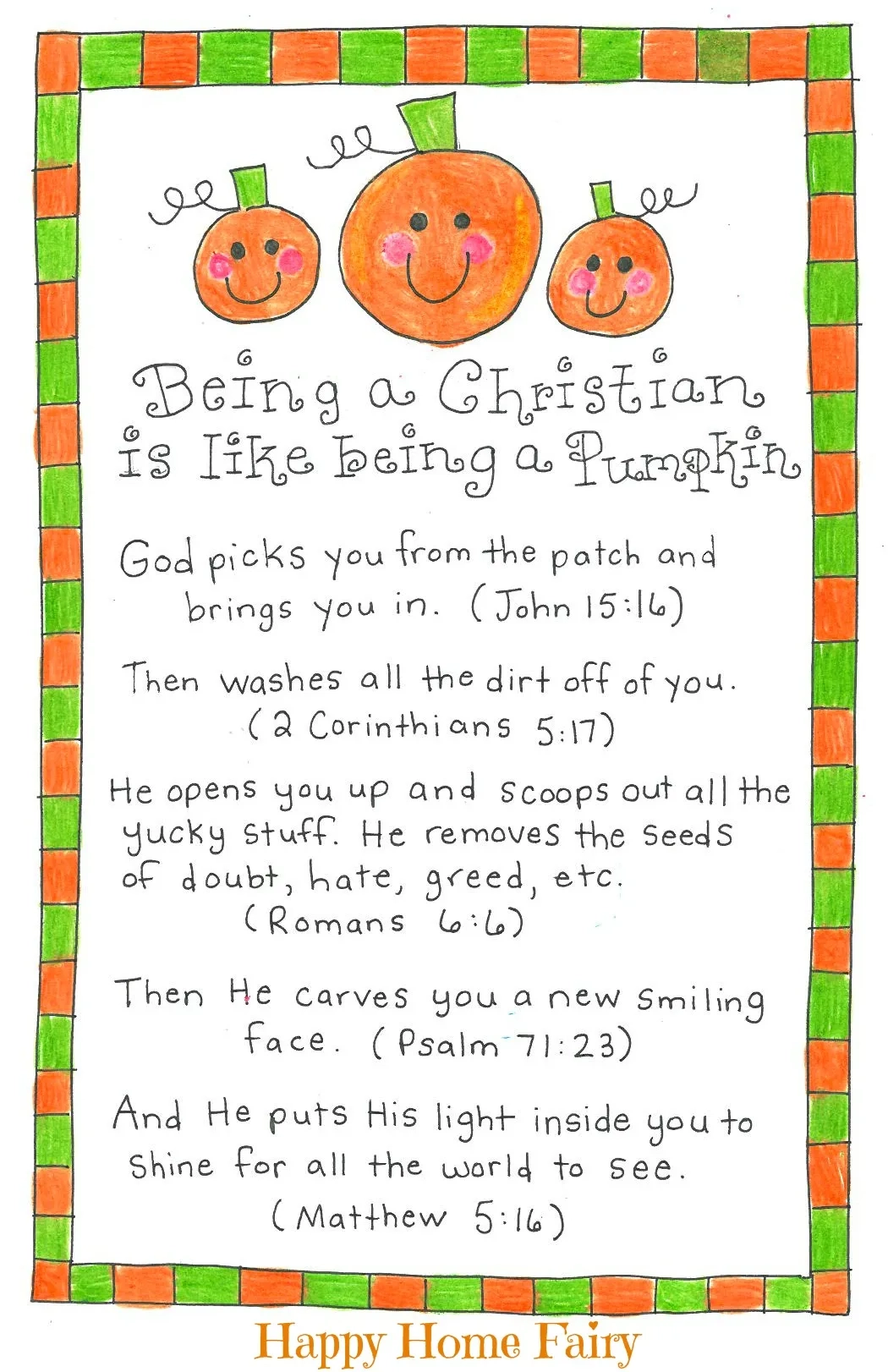 Being A Christian Is Like Being A Pumpkin FREE Printable 