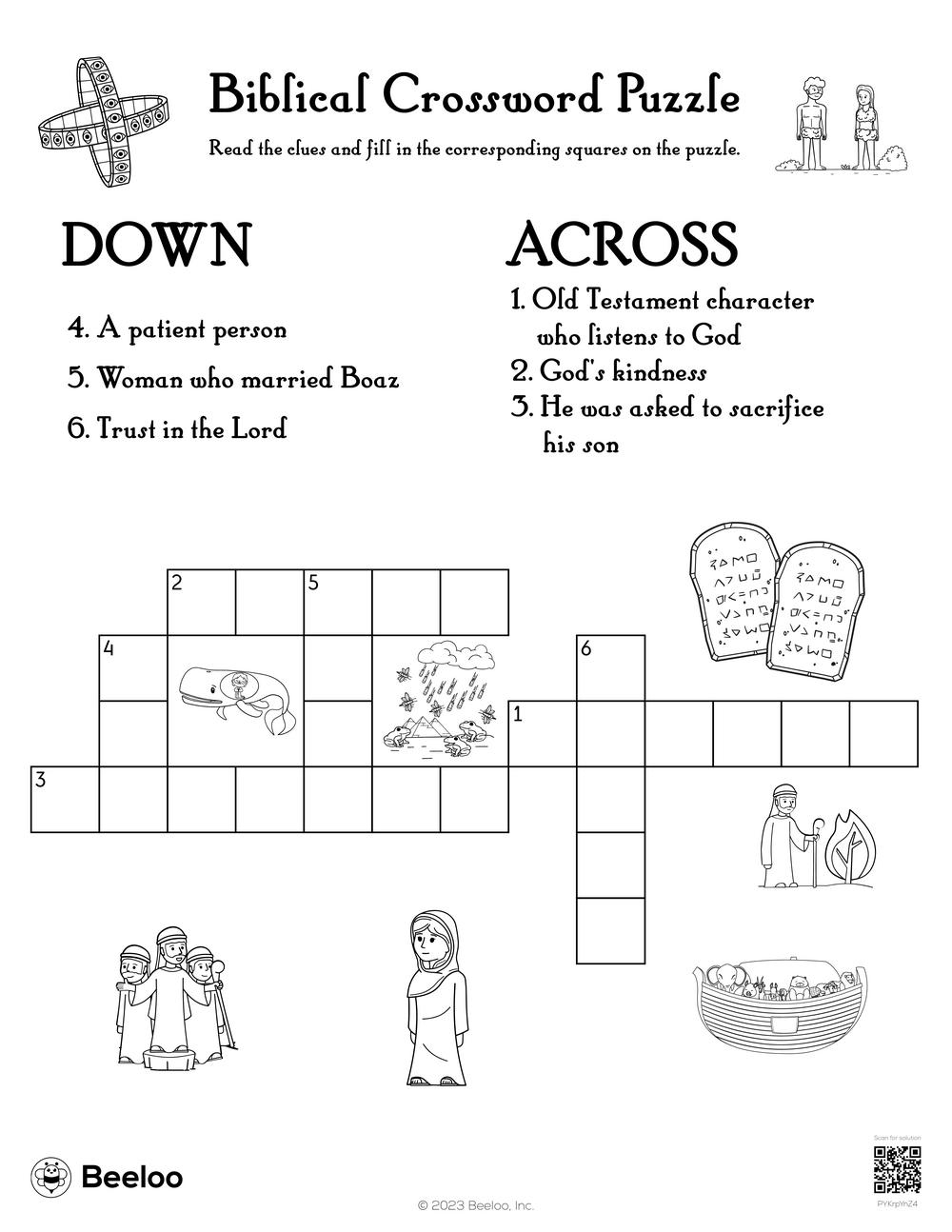 Bible Crossword Puzzles Printable For Kids