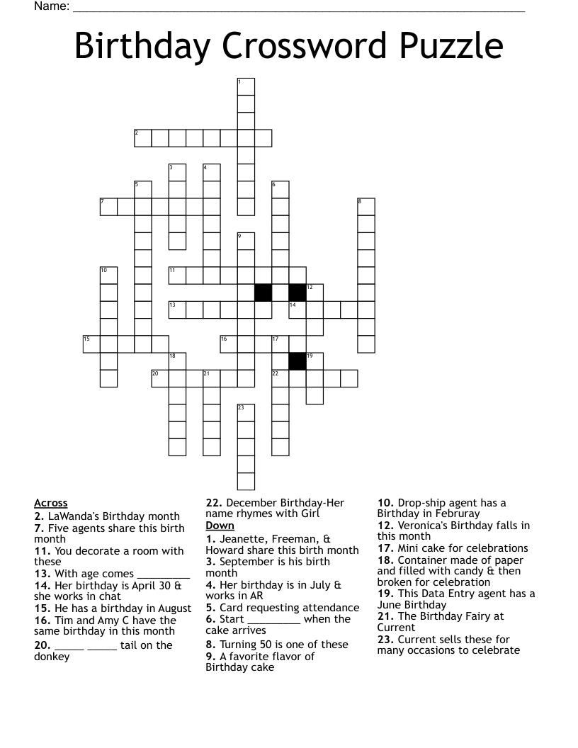 Printable Online Crossword Puzzles By Theme