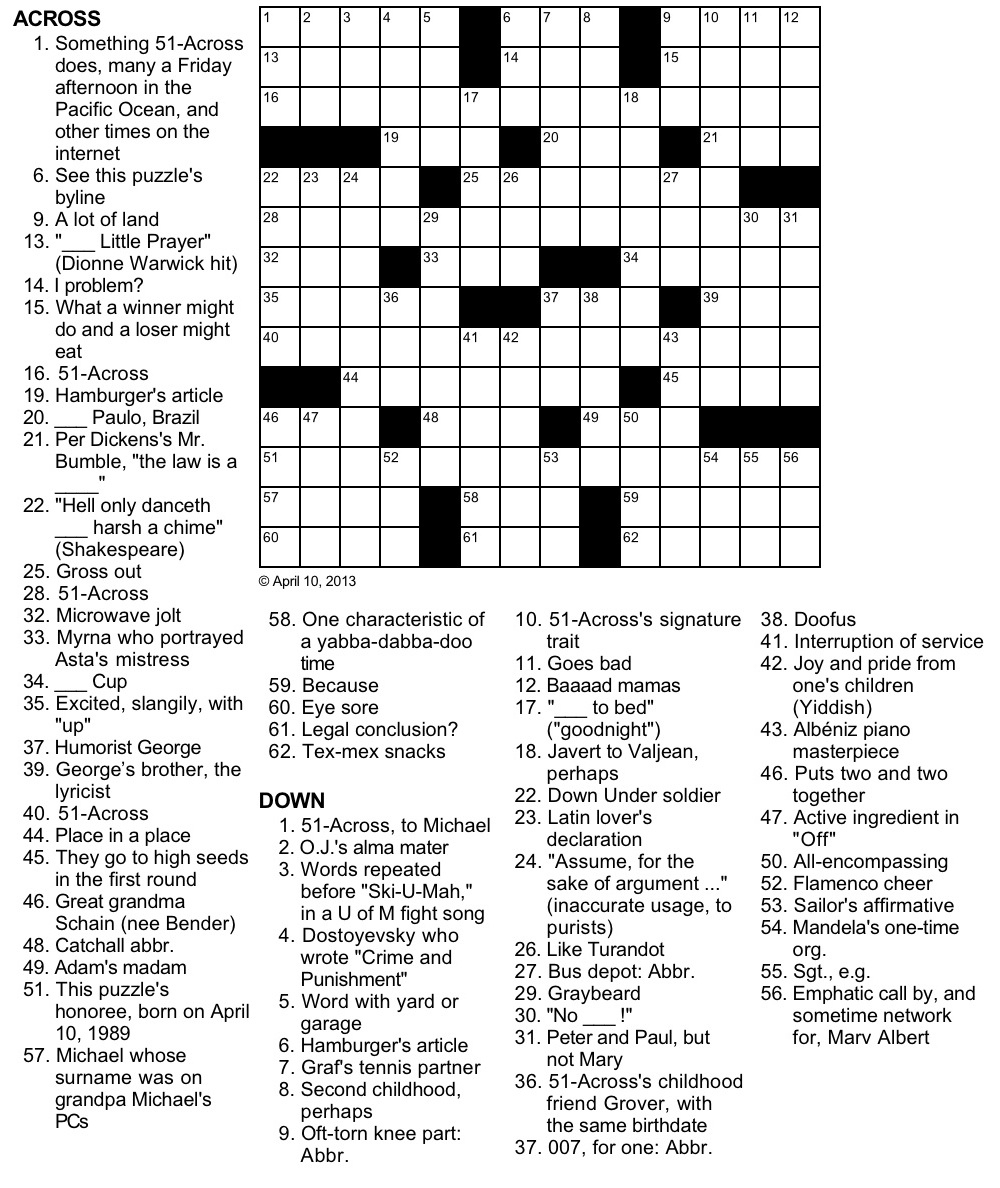 Birthday Crossword Puzzle