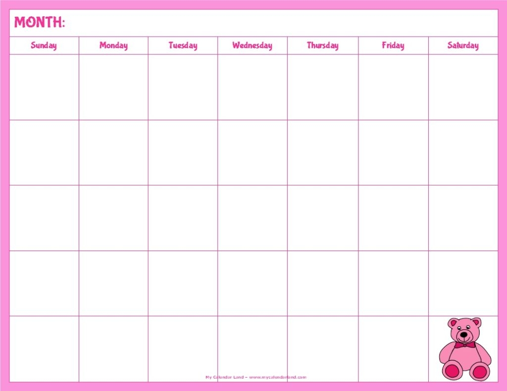 Blank Calendar Printable My Calendar Land