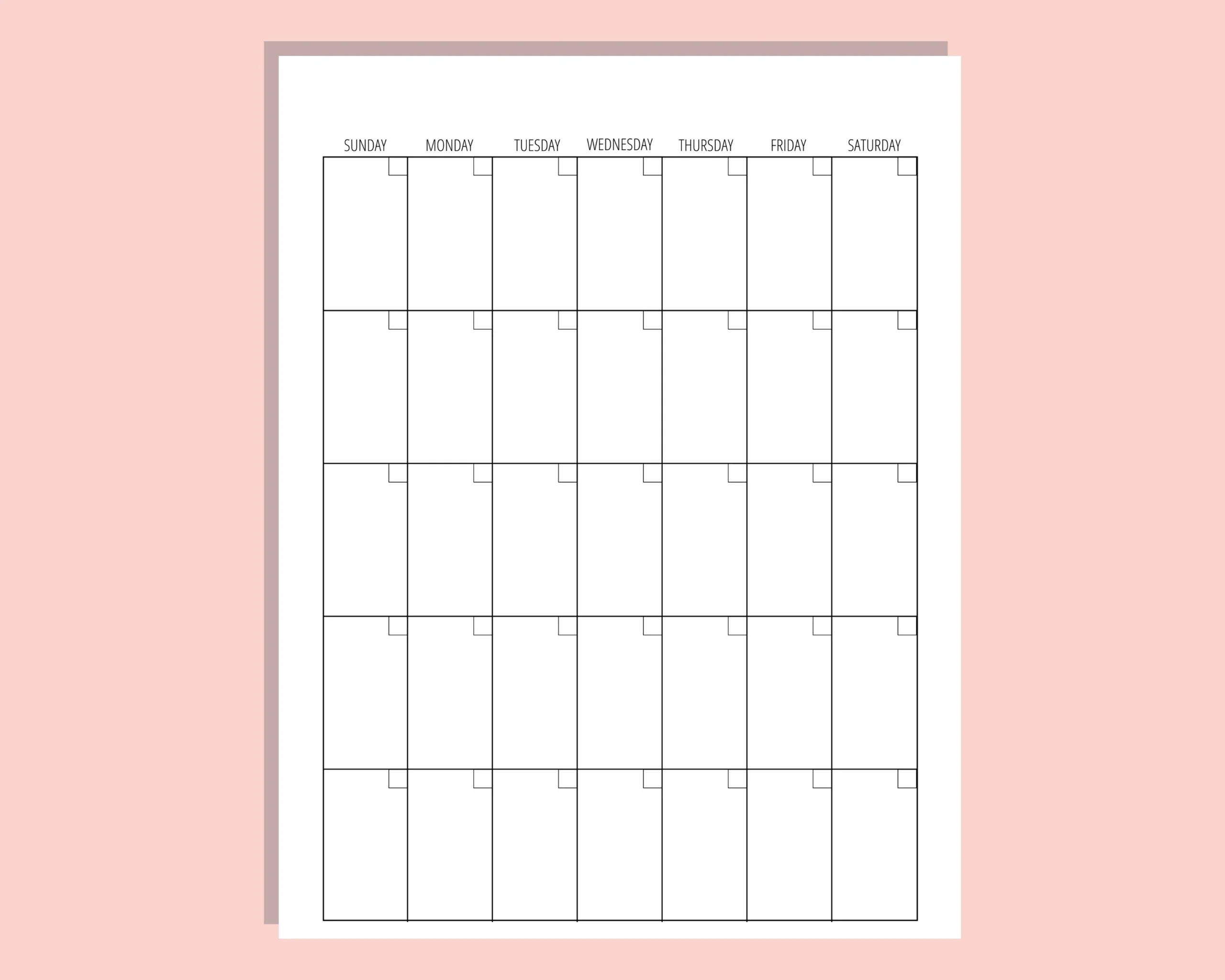 Printable Blank Vertical Calendar