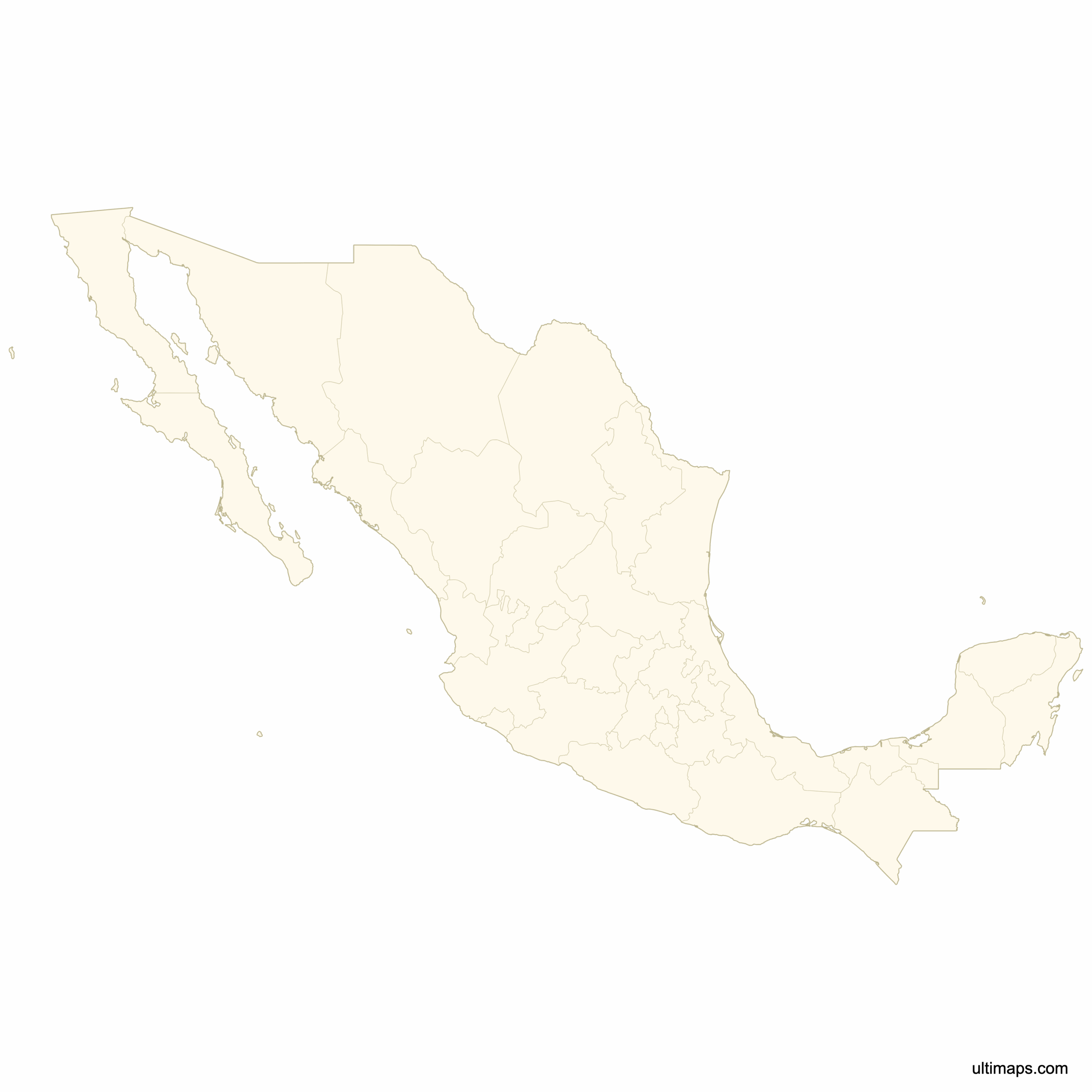 Blank Map Of Mexico States Free Download Ultimaps