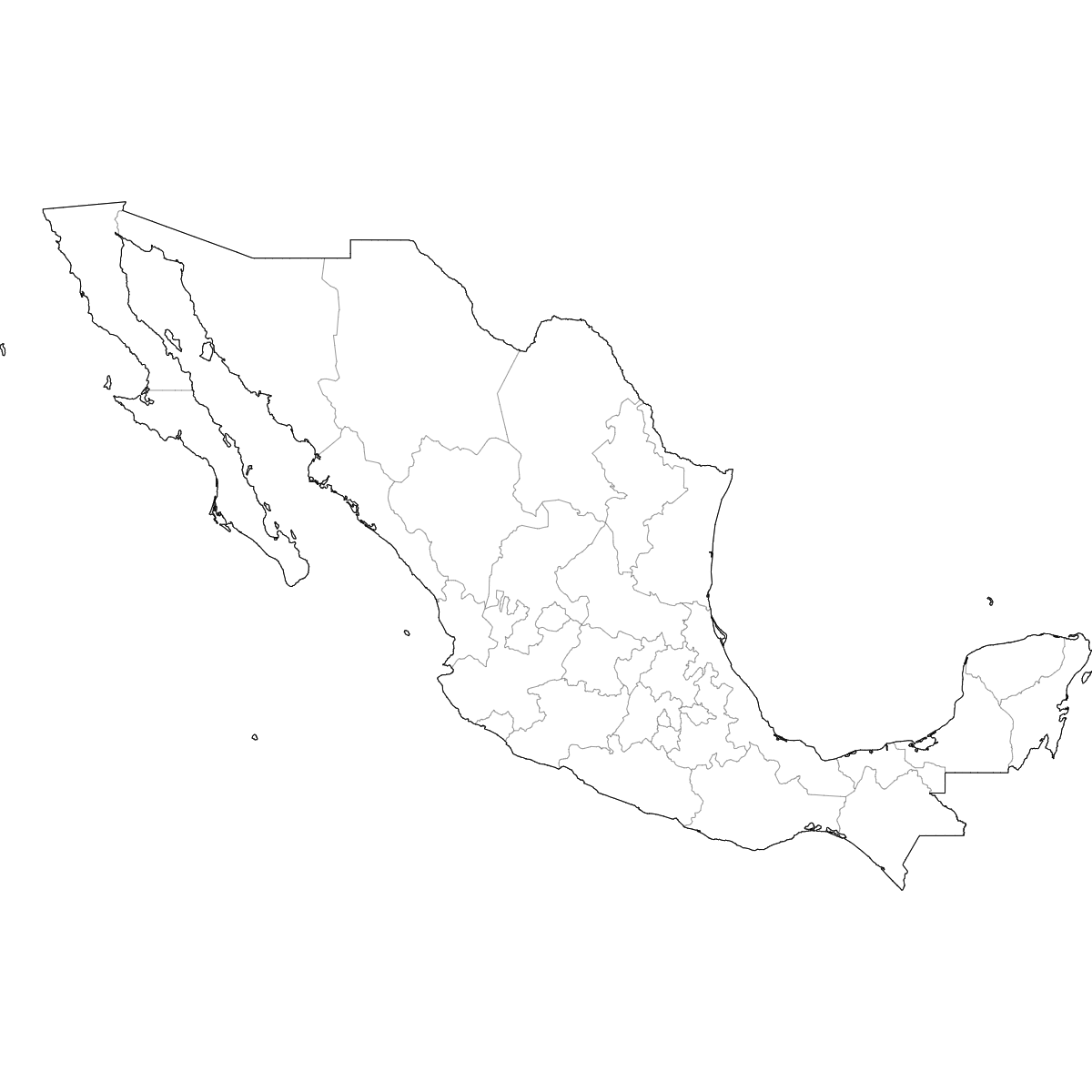 Blank Map Of Mexico States Free Download Ultimaps