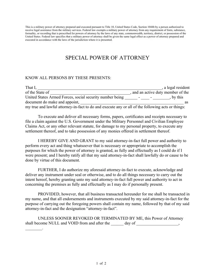 Blank Military Power Of Attorney PDF Form FormsPal