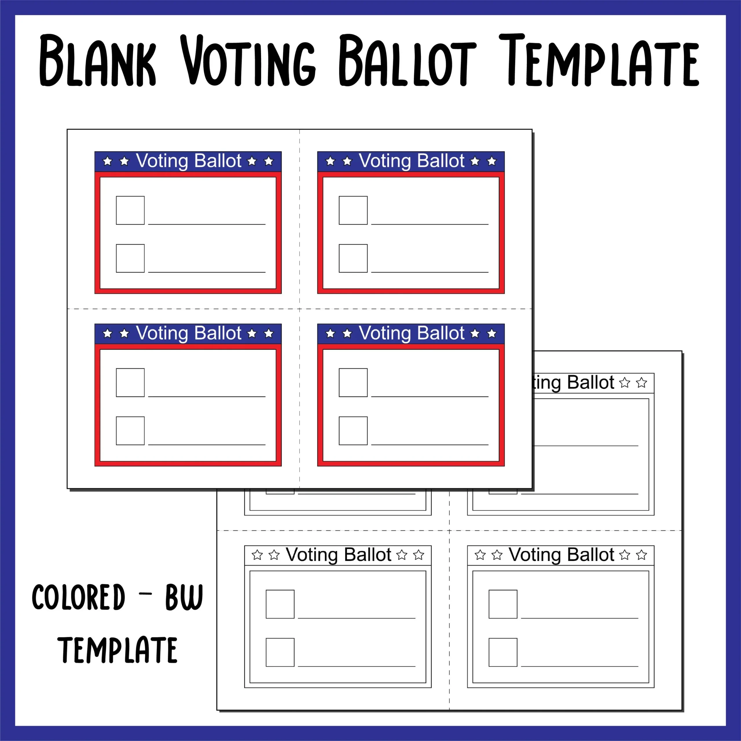 Blank Voting Ballot Template Mock Election Day Paper Printables 