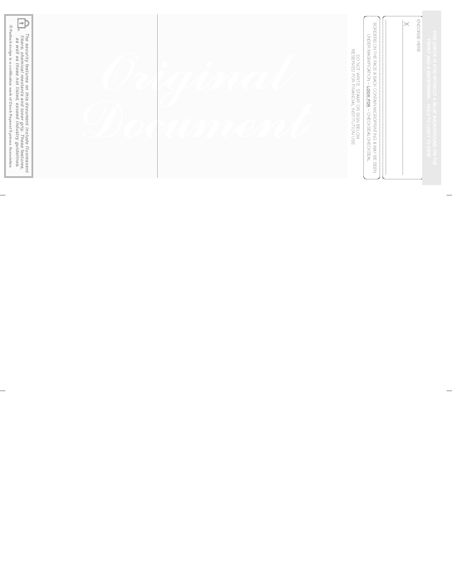 Printable Back Of Check Template