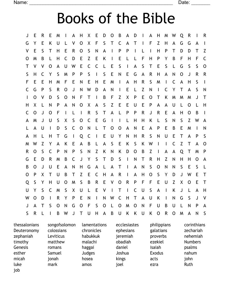 Biblical Word Search Puzzles Printable