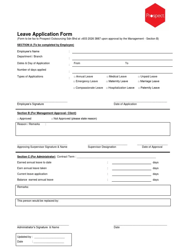 Borang Permohonan Cuti PDF