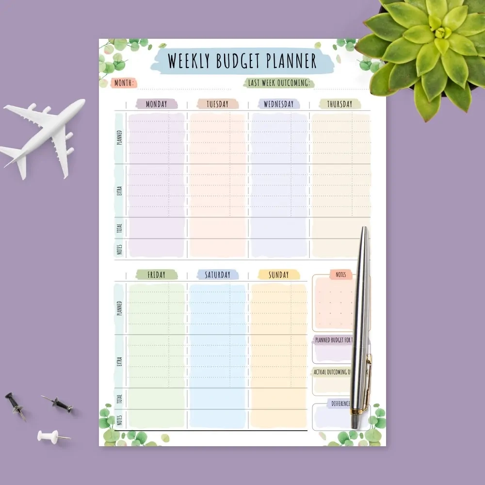 Botanical Weekly Money Expense Tracker