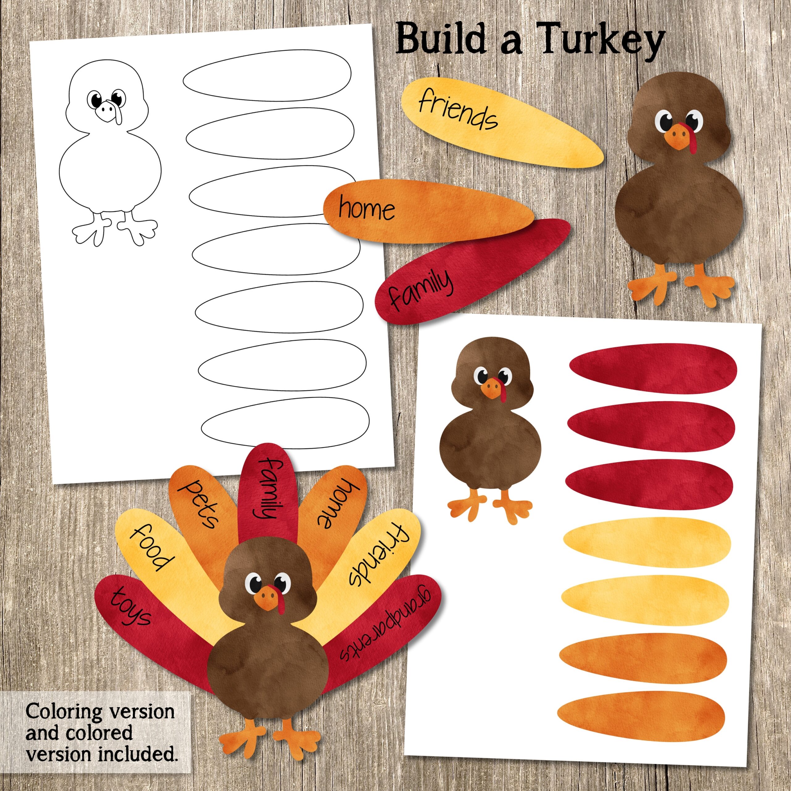 Build A Turkey Kid s Craft Printable Thanksgiving Craft 