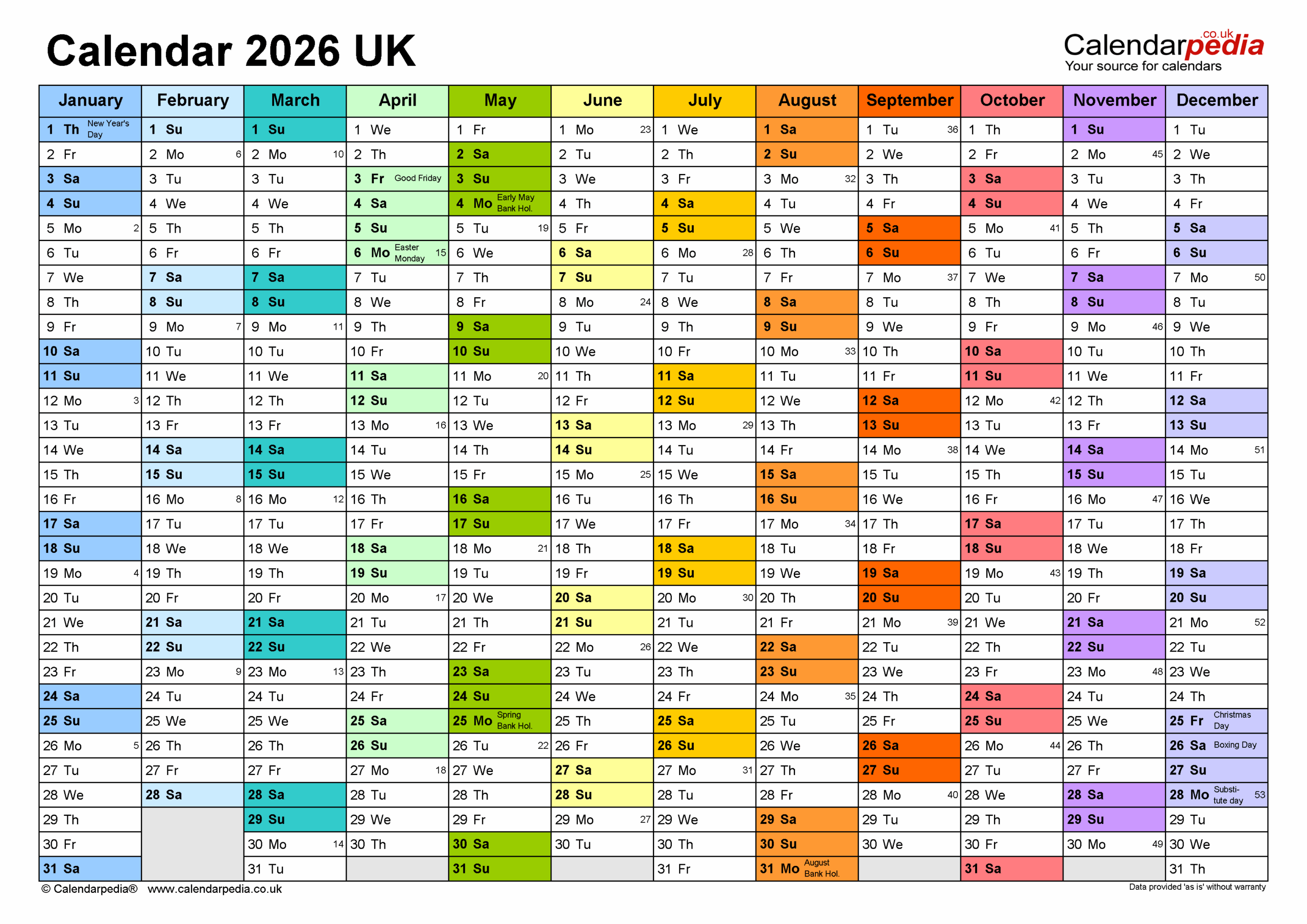 2026 Calendar Printable Landscape