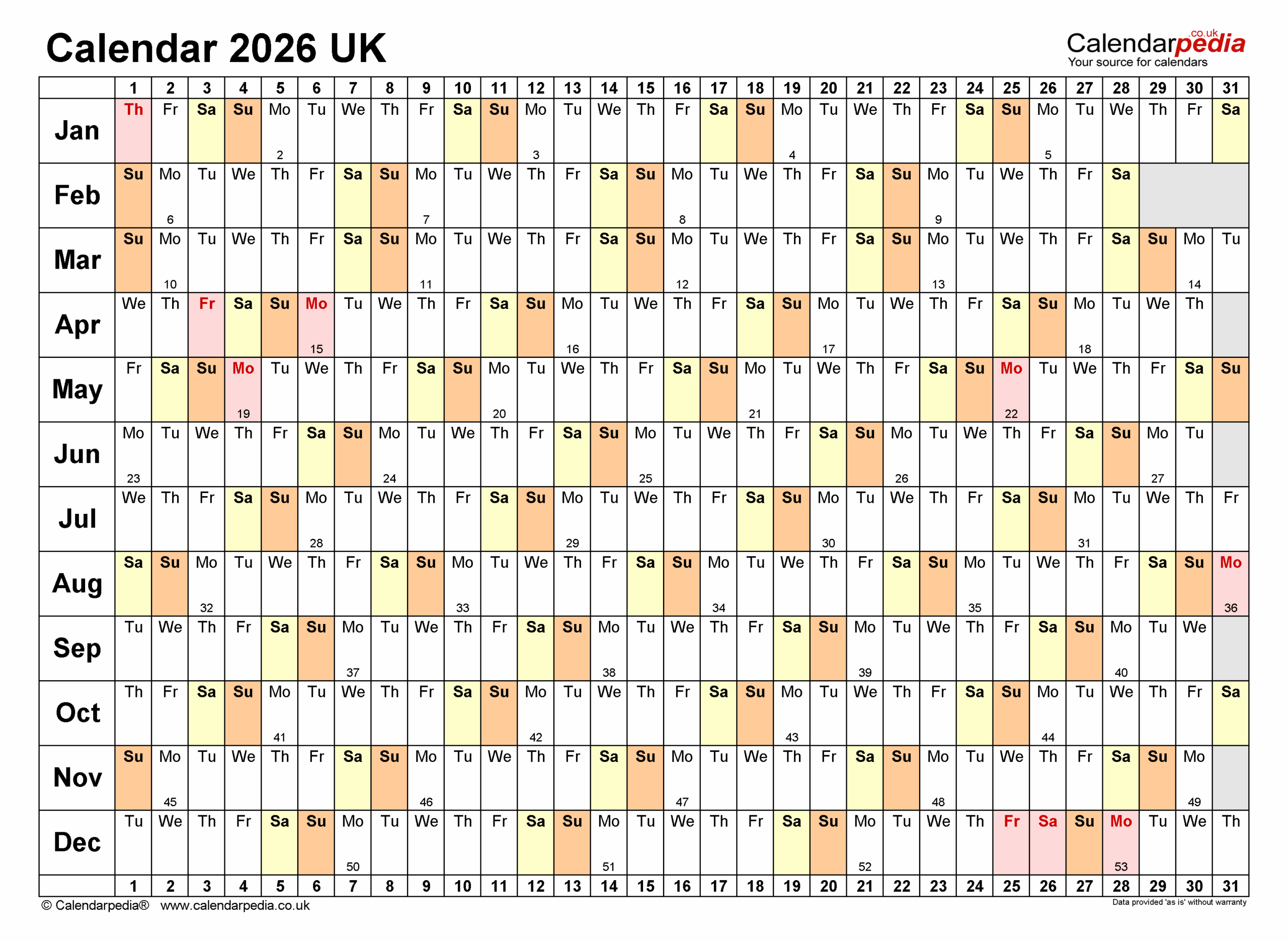 Printable 2026 Calendars Free Printable Uk