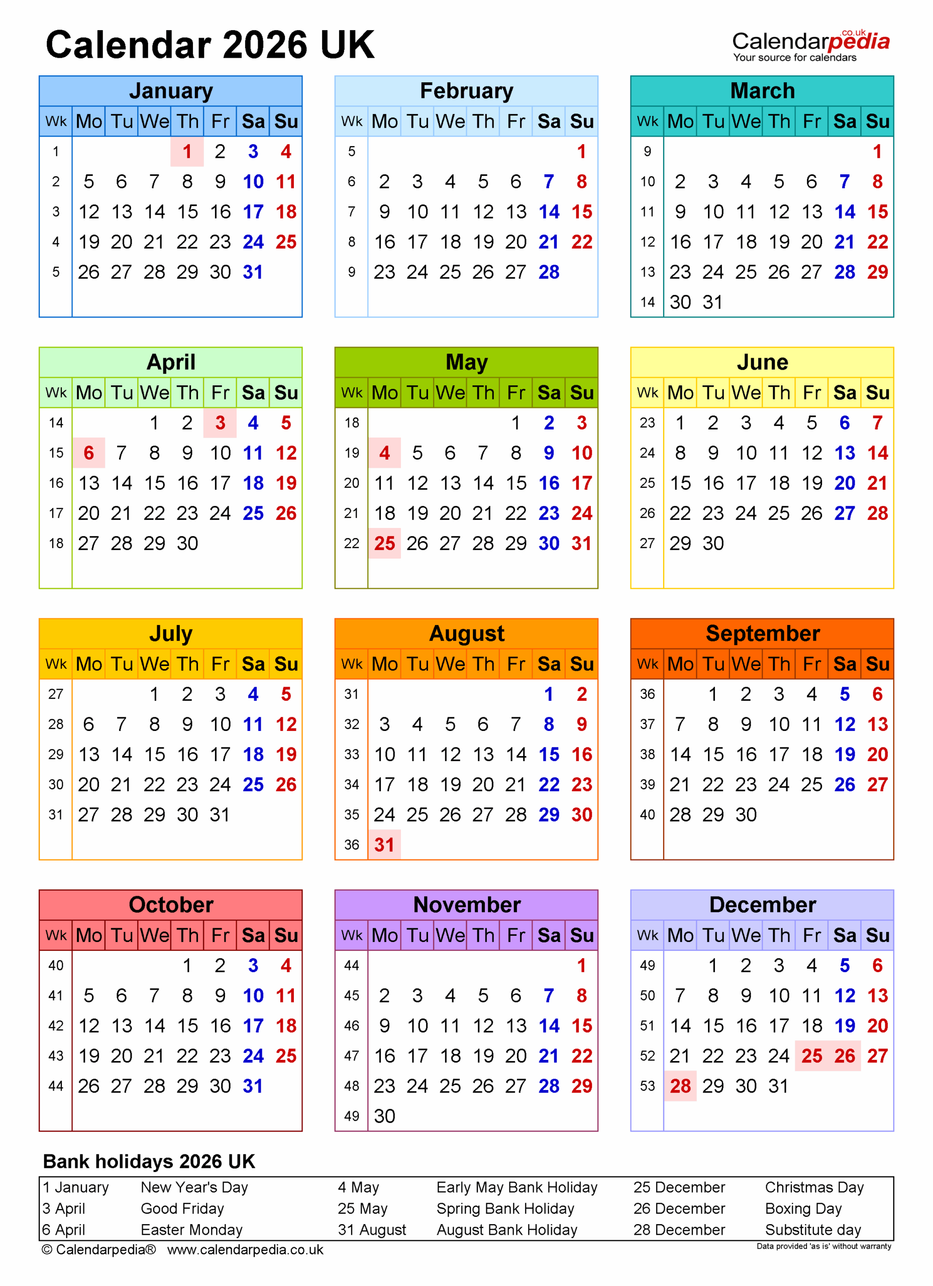 Printable 2026 Calendars Free Printable A4