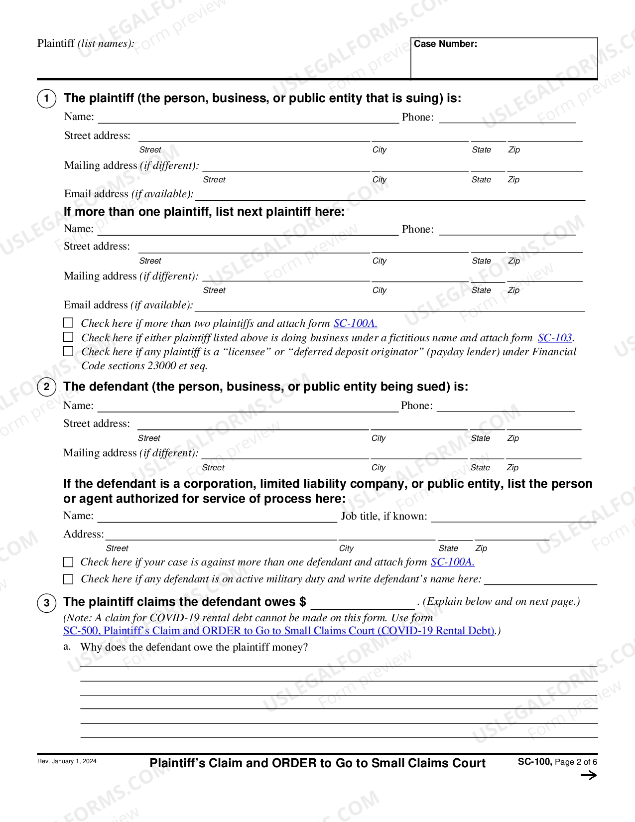 Sc 100 Form Small Claims