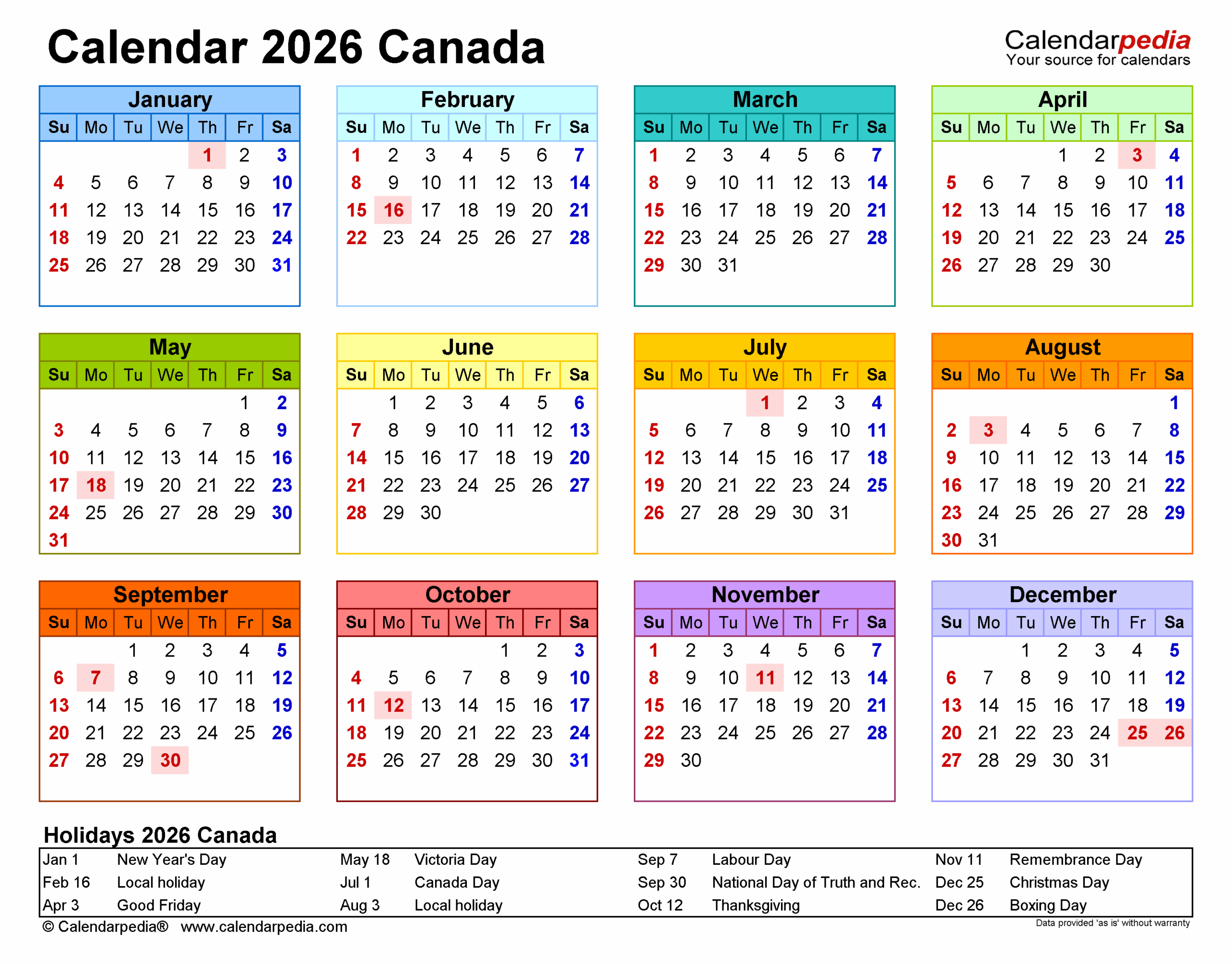 April 2026 Calendar With Canadian Holidays