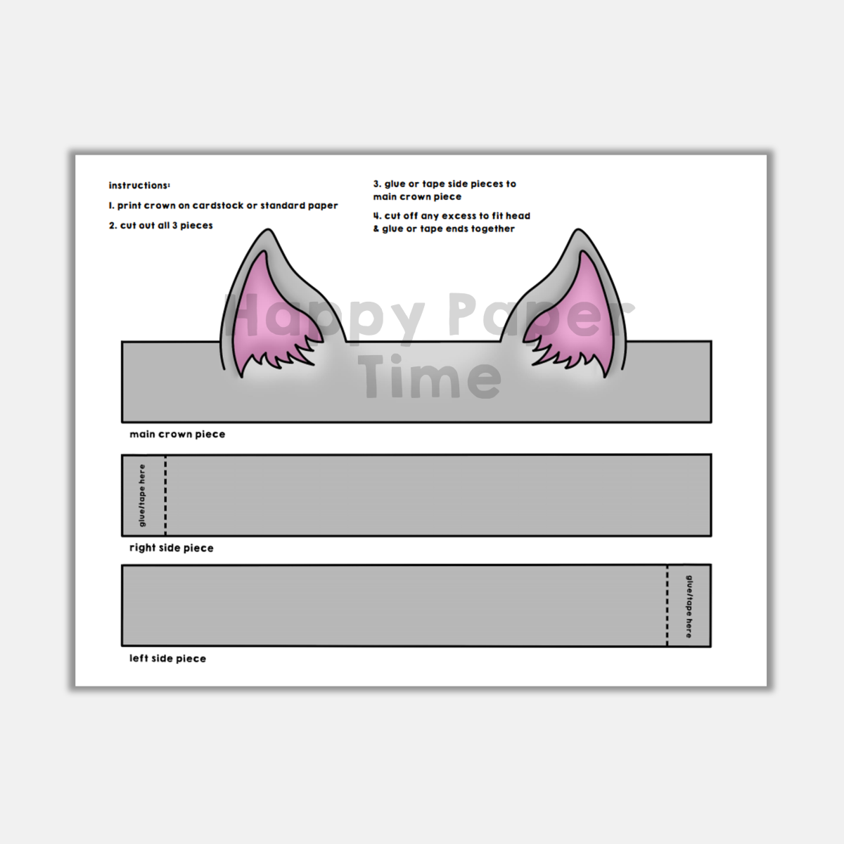 Cat Ears Paper Crown Printable Costume Craft Made By Teachers