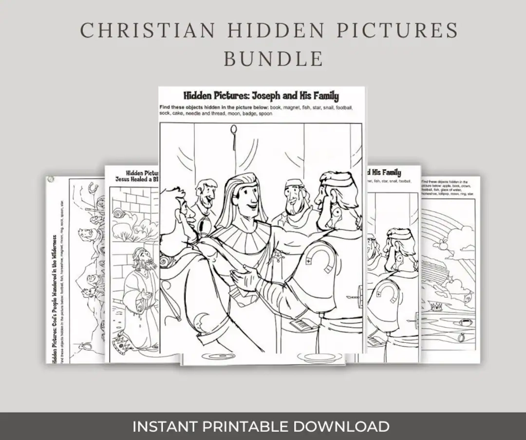Christian Hidden Pictures Bible Activity Worksheets digital 