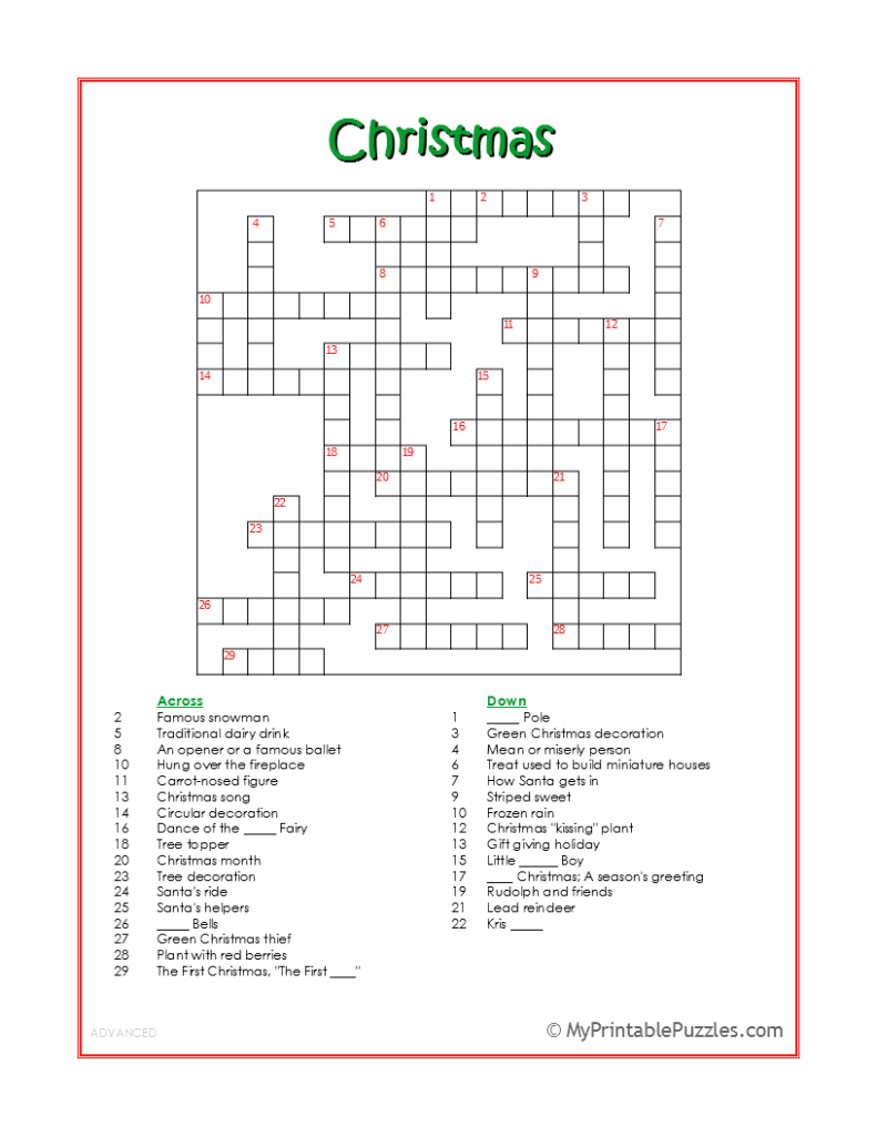 Free Printable Christmas Puzzles For Seniors