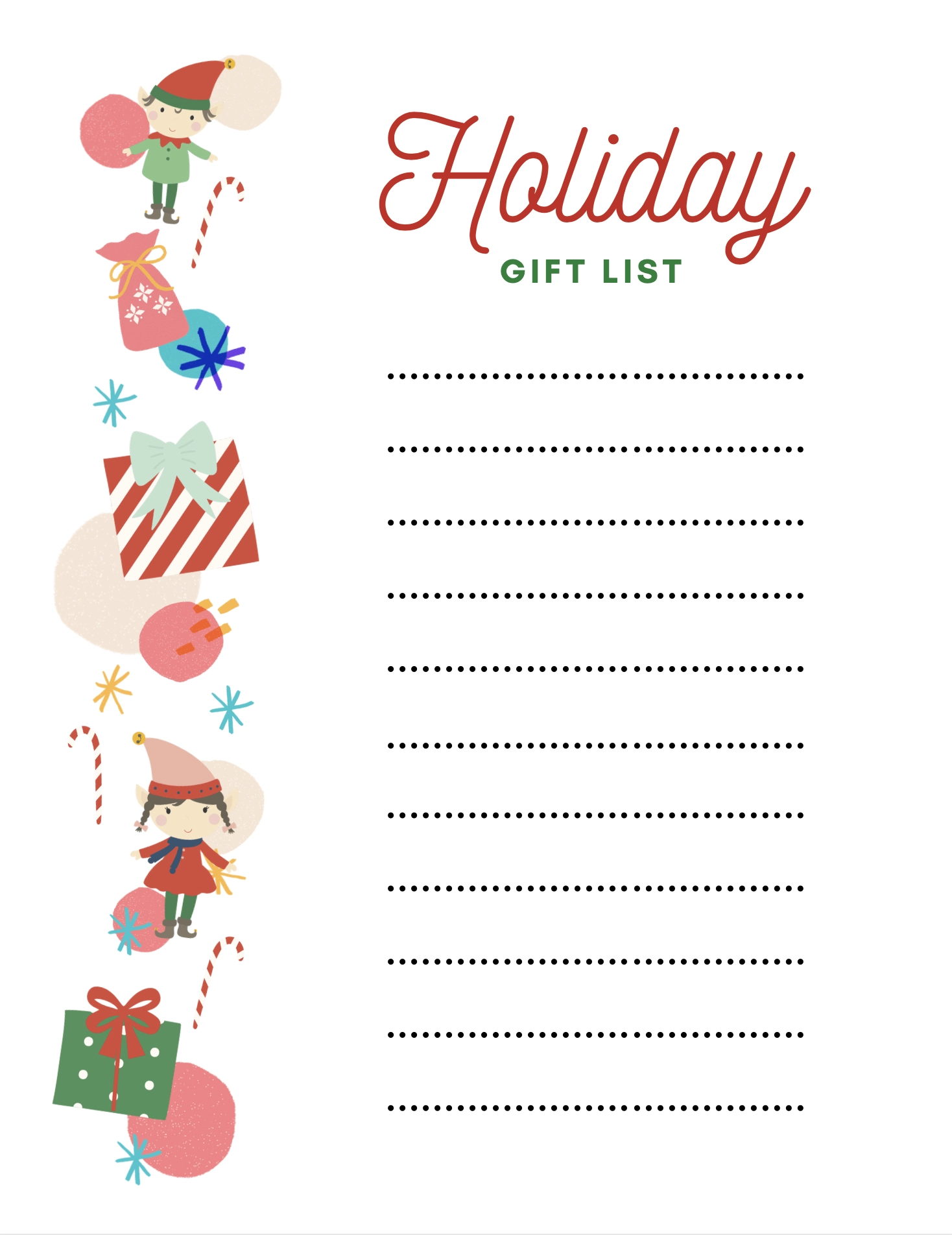 Printable Christmas List Template Free