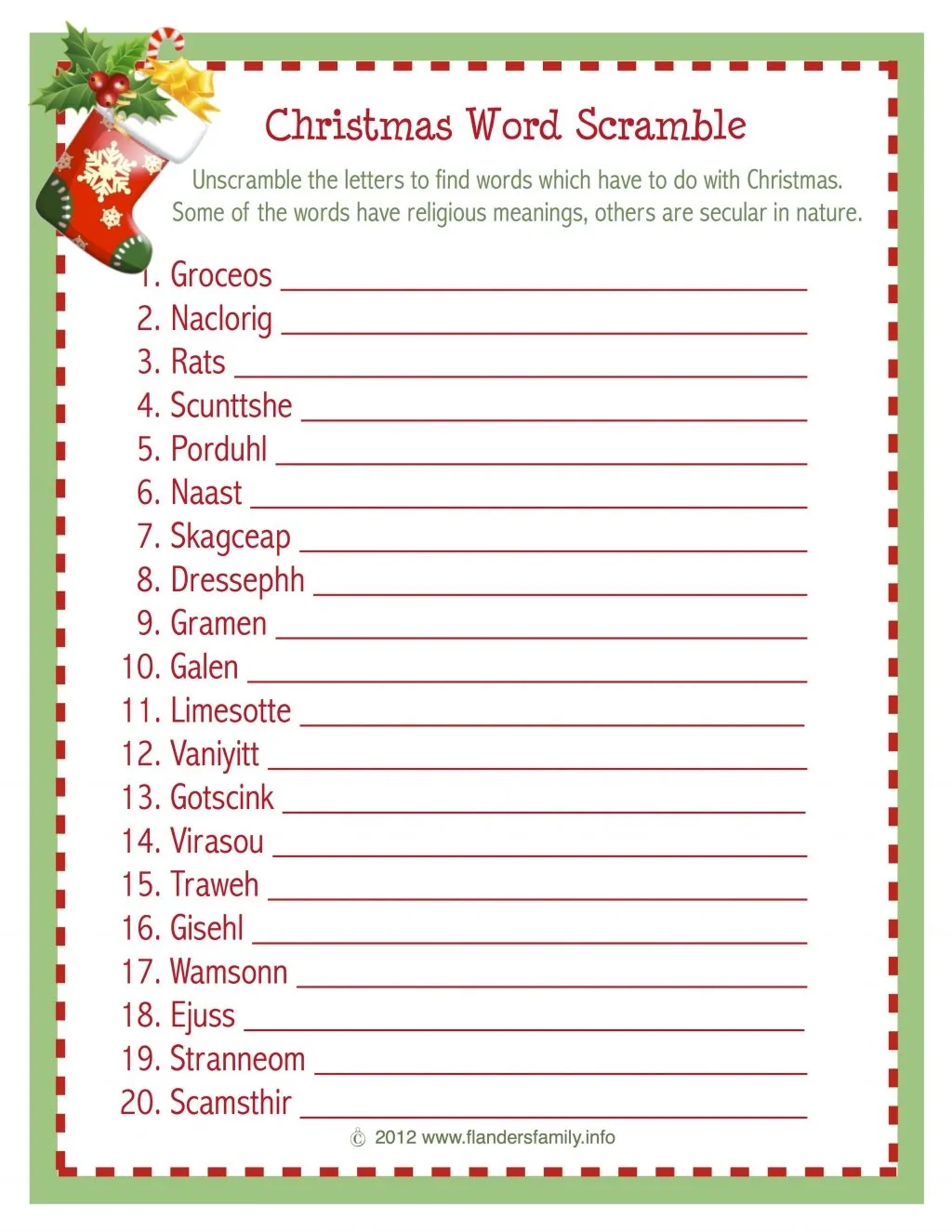 Free Printable Word Jumbles