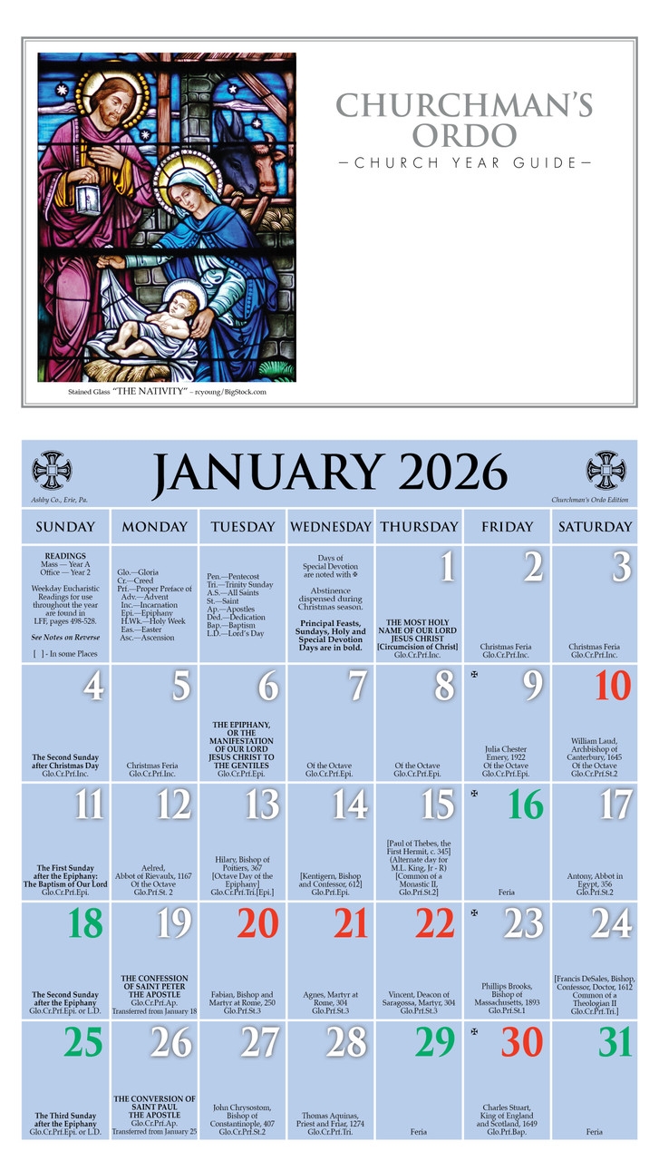 Churchman s Ordo Kalendar Calendar 2026 Episcopal Shoppe