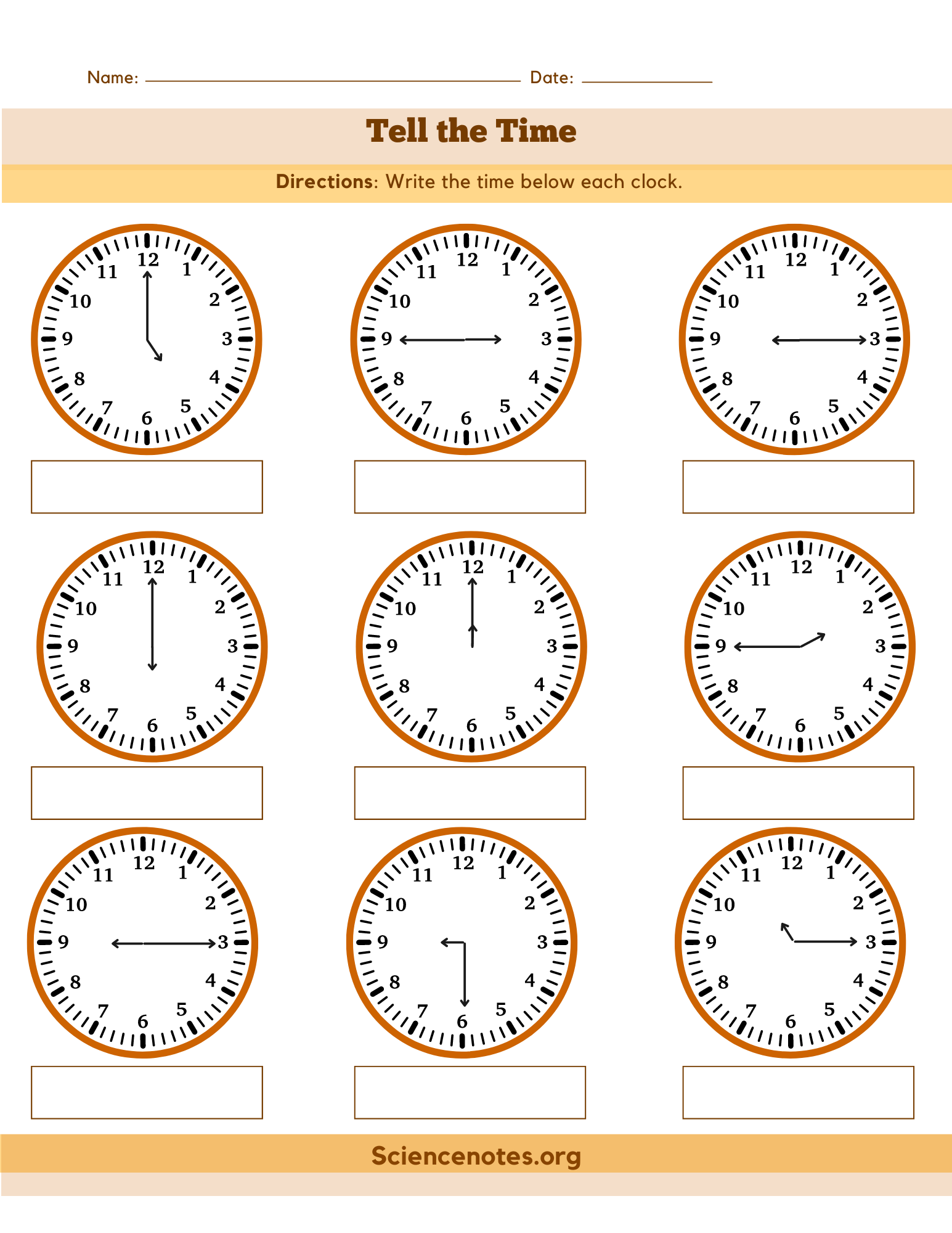 Free Printable Learning Time Clock Worksheets