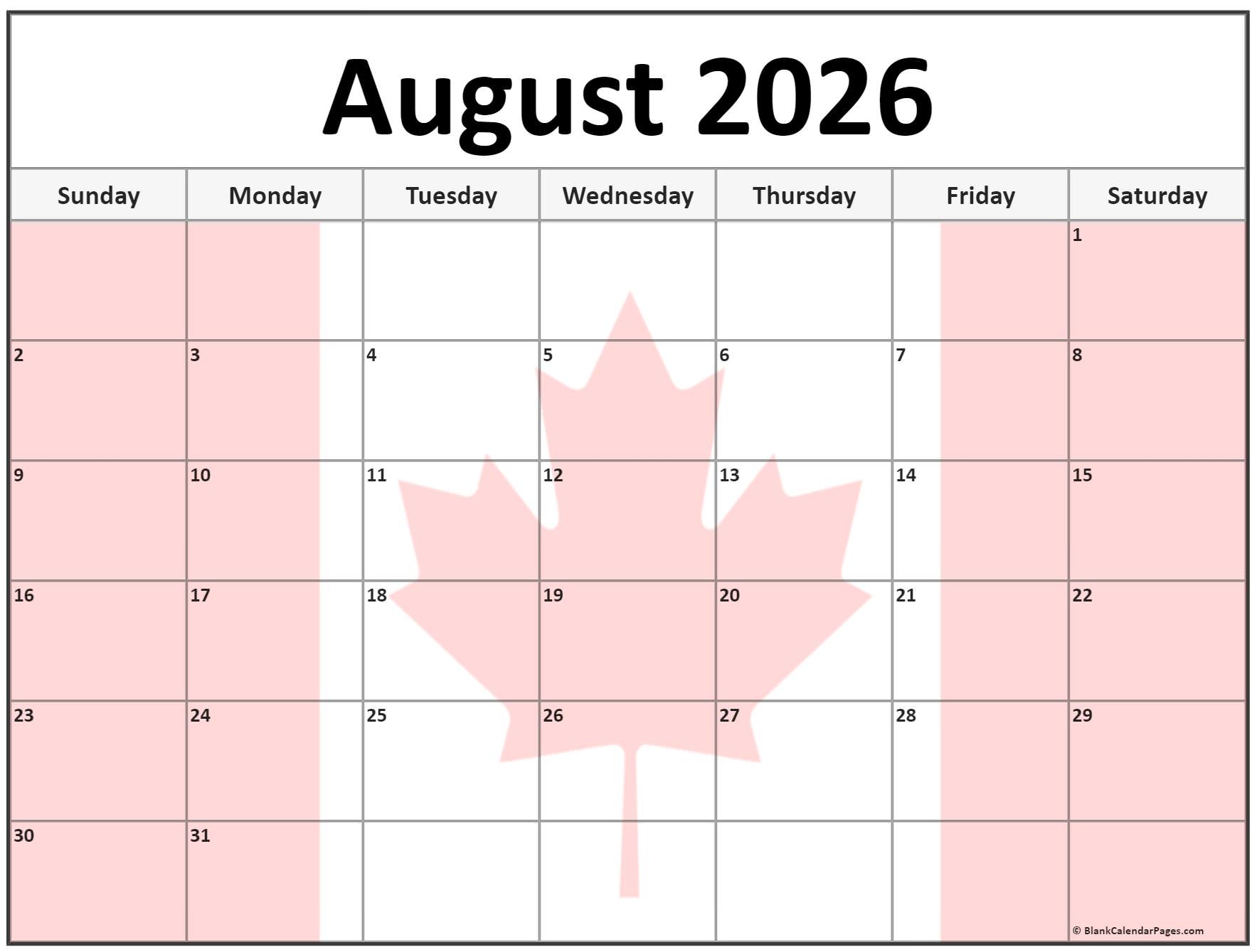 Collection Of August 2026 Photo Calendars With Image Filters 