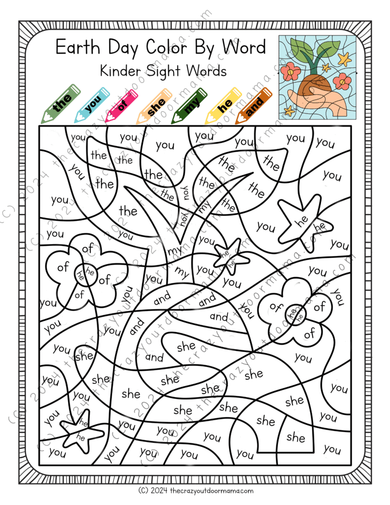 Color By Number Earth Day Printables Sight Words Digraphs 