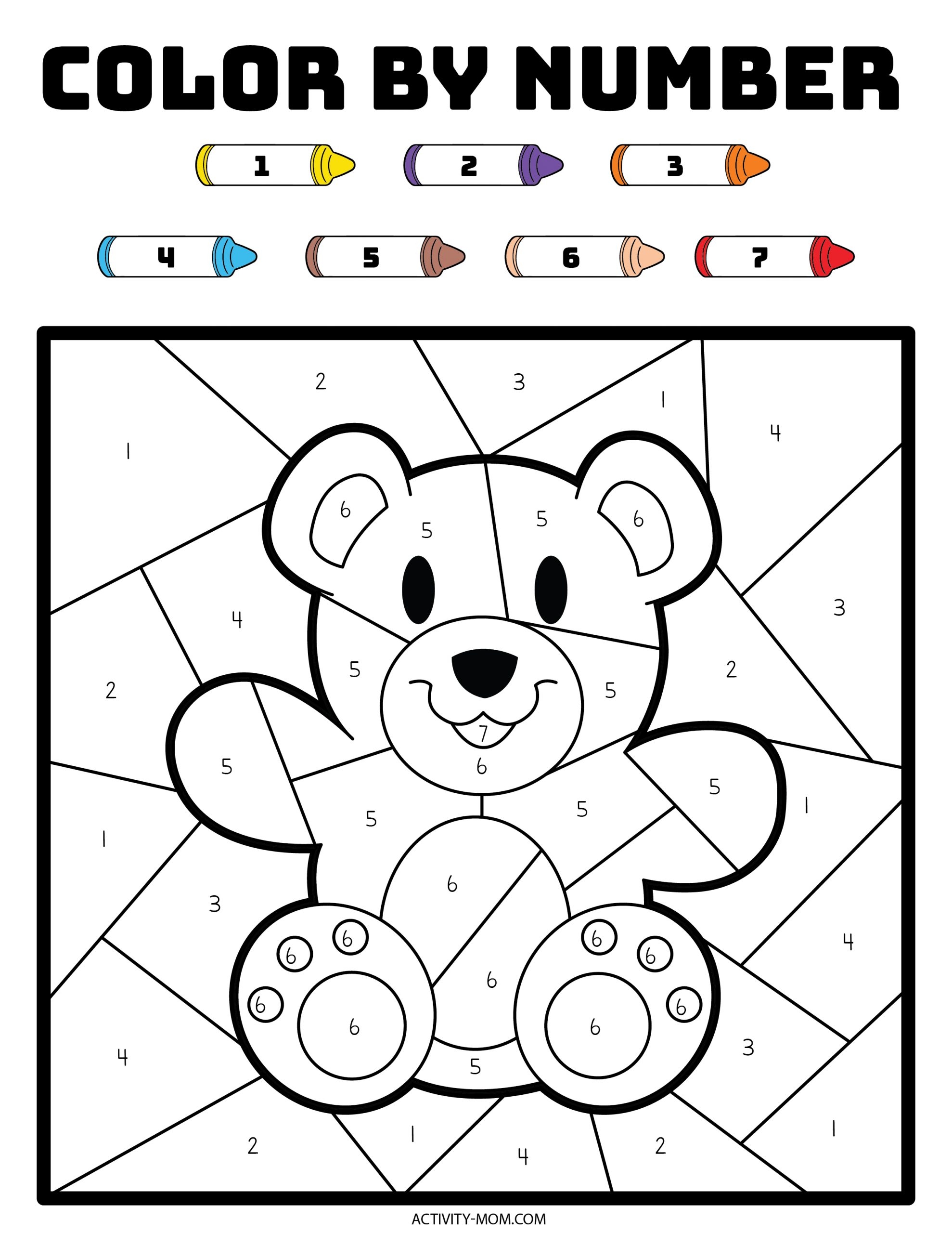 Free Printable Color By Numbers Worksheets