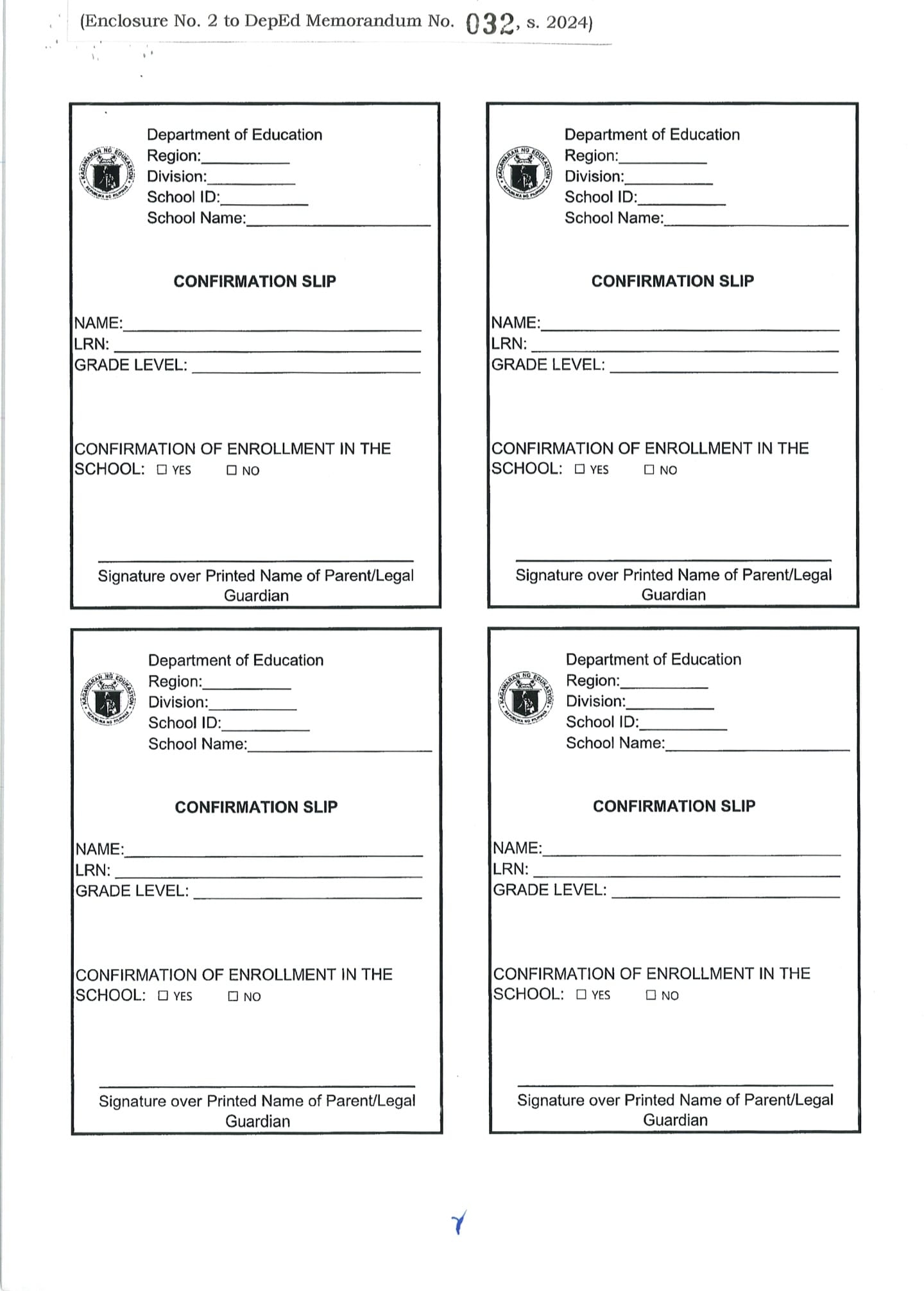 CONFIRMATION SLIP SY 2024 2025 FREE DOWNLOAD DepEd Click