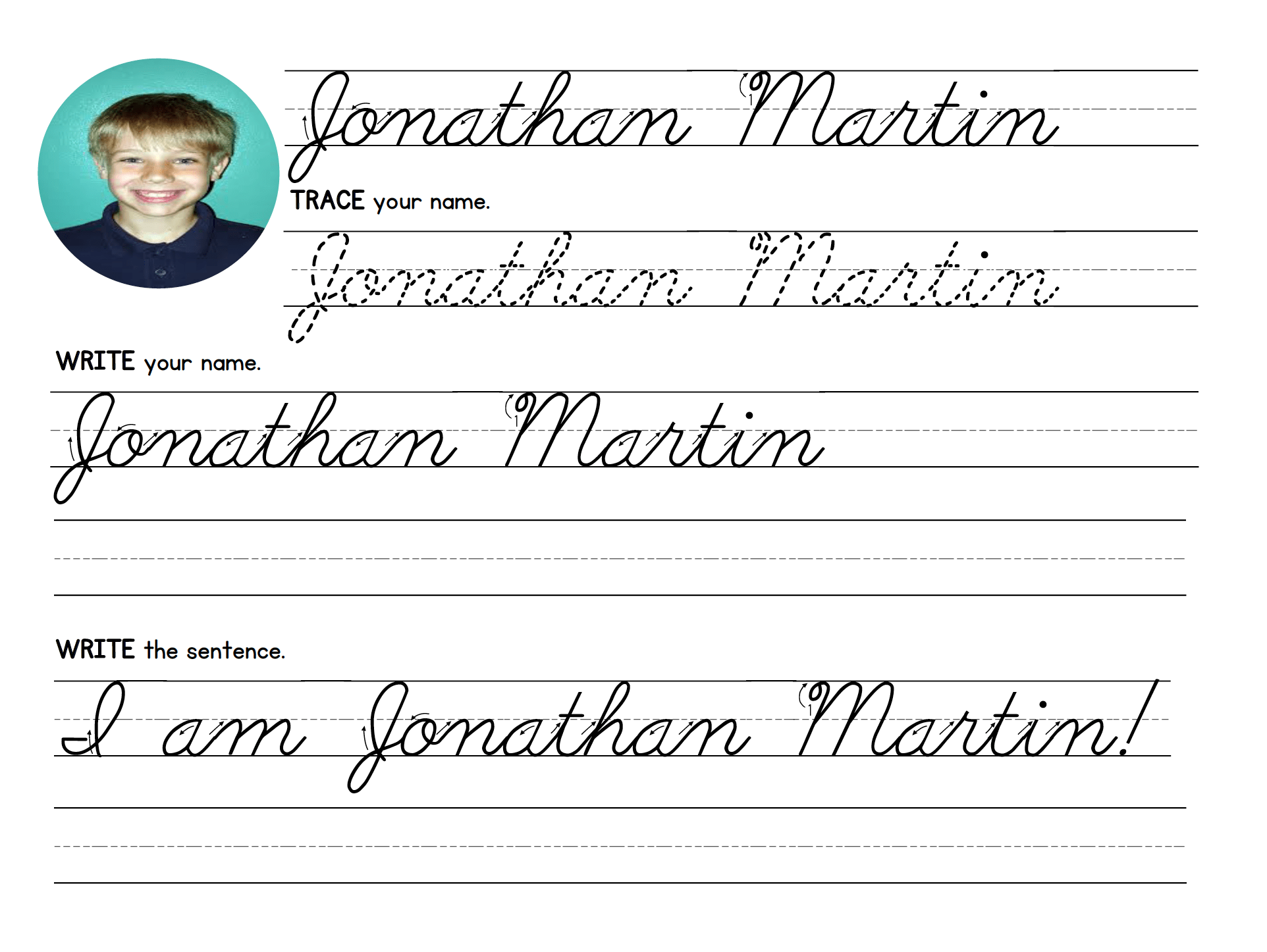 Free Printable Cursive Name Tracing Worksheet