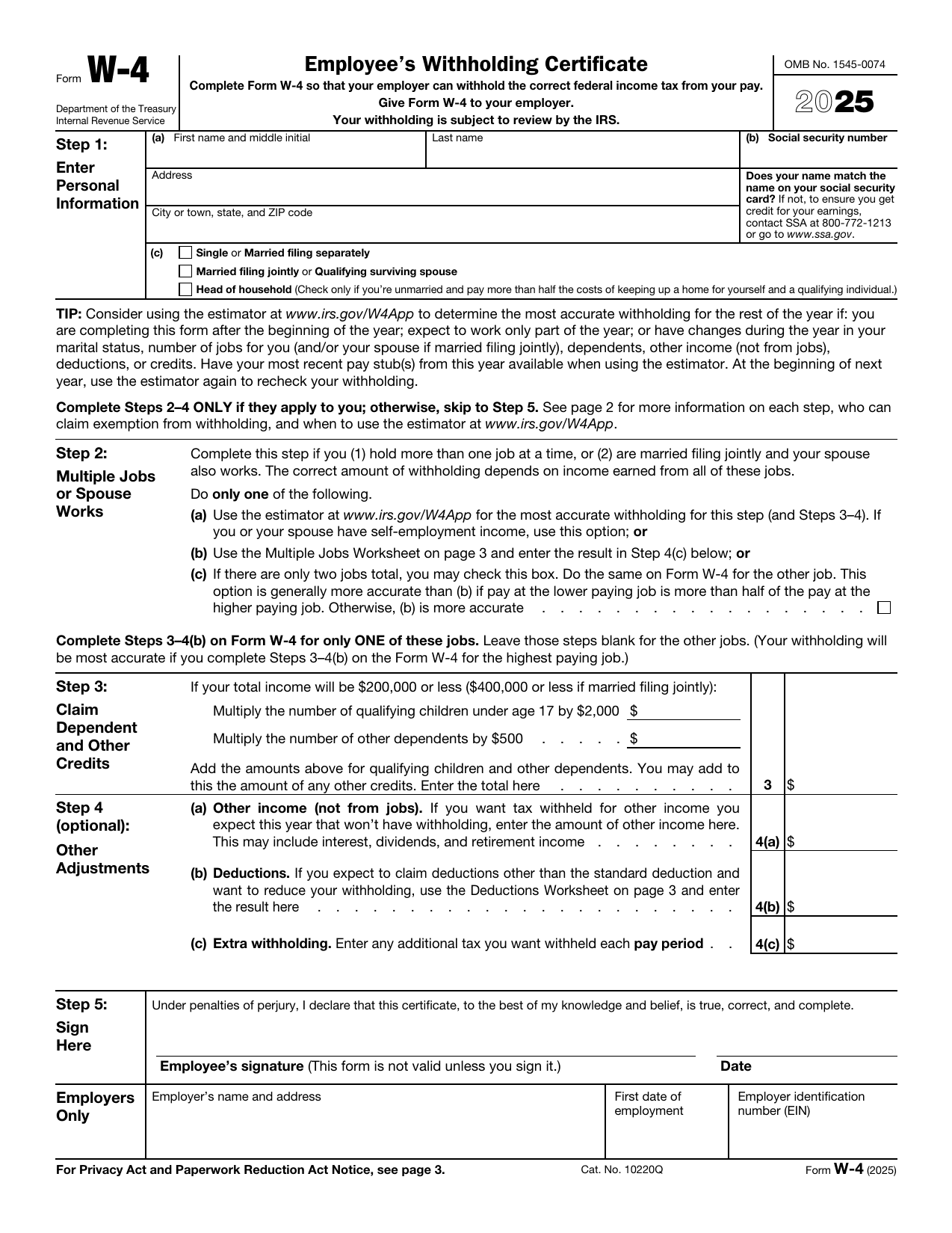 Create Your W 4 Form Now Sign And EFile Your Form Now