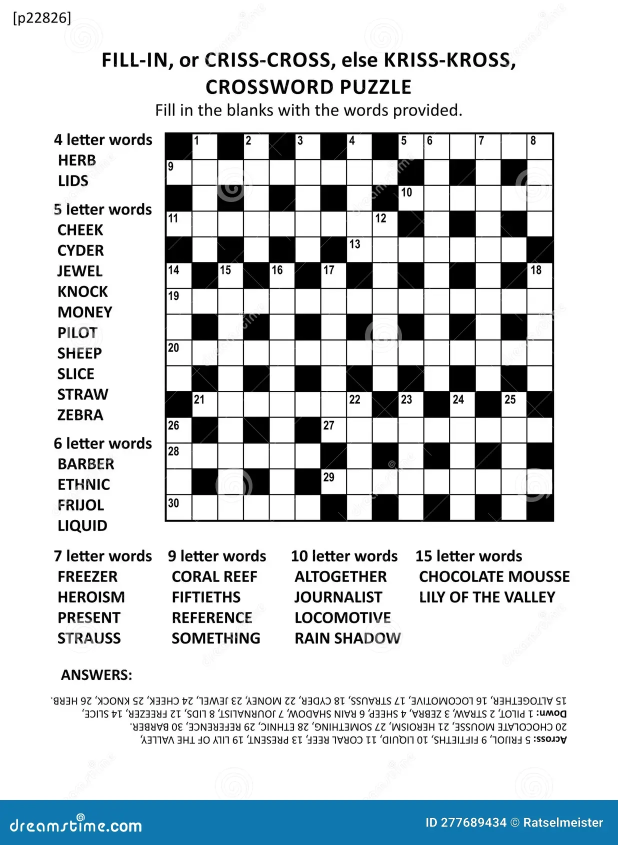 Crossword Fill Puzzle Adult Stock Illustrations 28 Crossword 