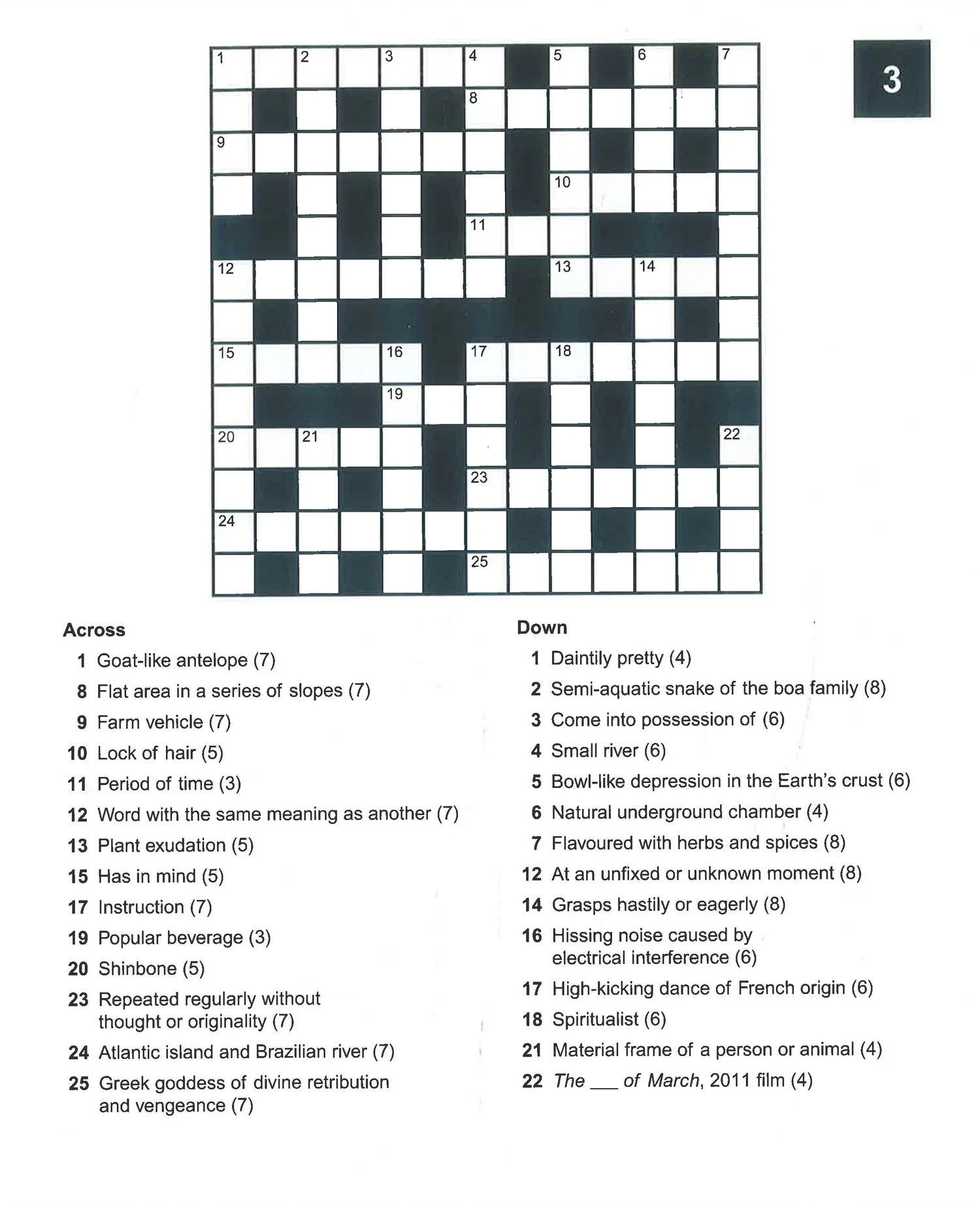 Printable Crossword Puzzles For Seniors Large