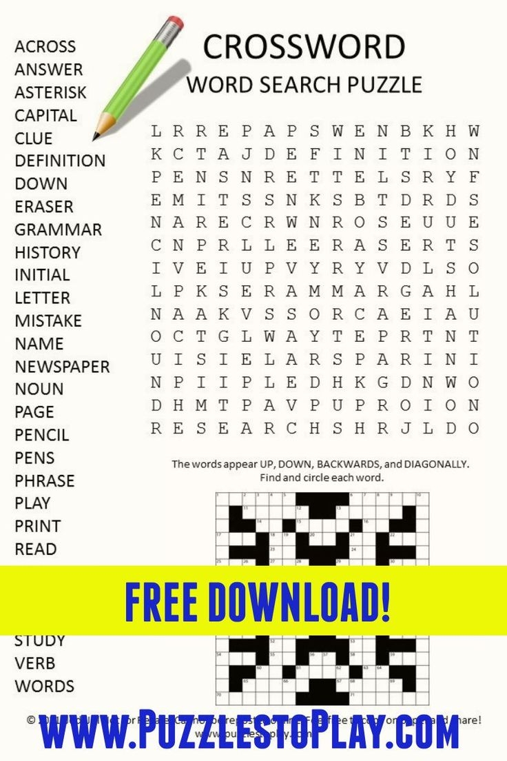 Word Search Printable Crossword Puzzle