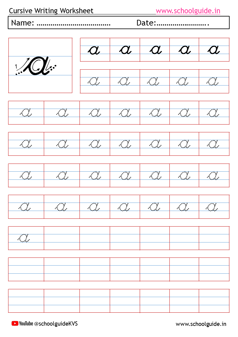 Cursive Alphabet Printable Worksheet
