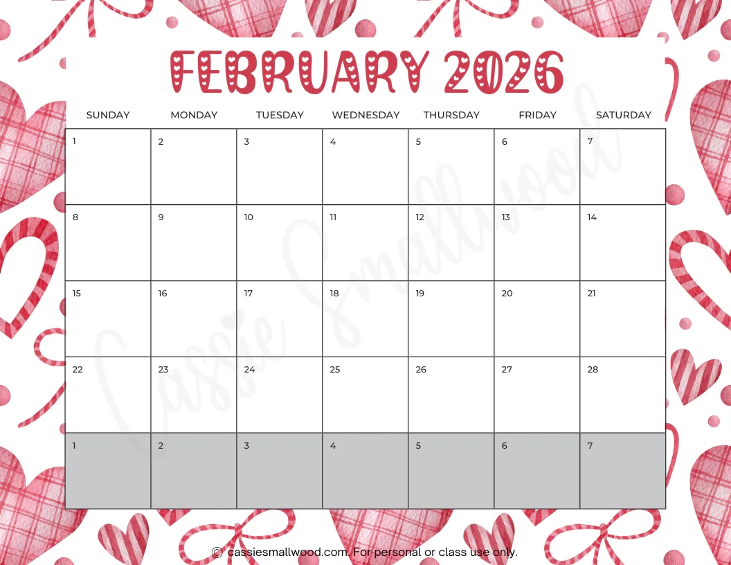 2026 Calendar Printable By Month