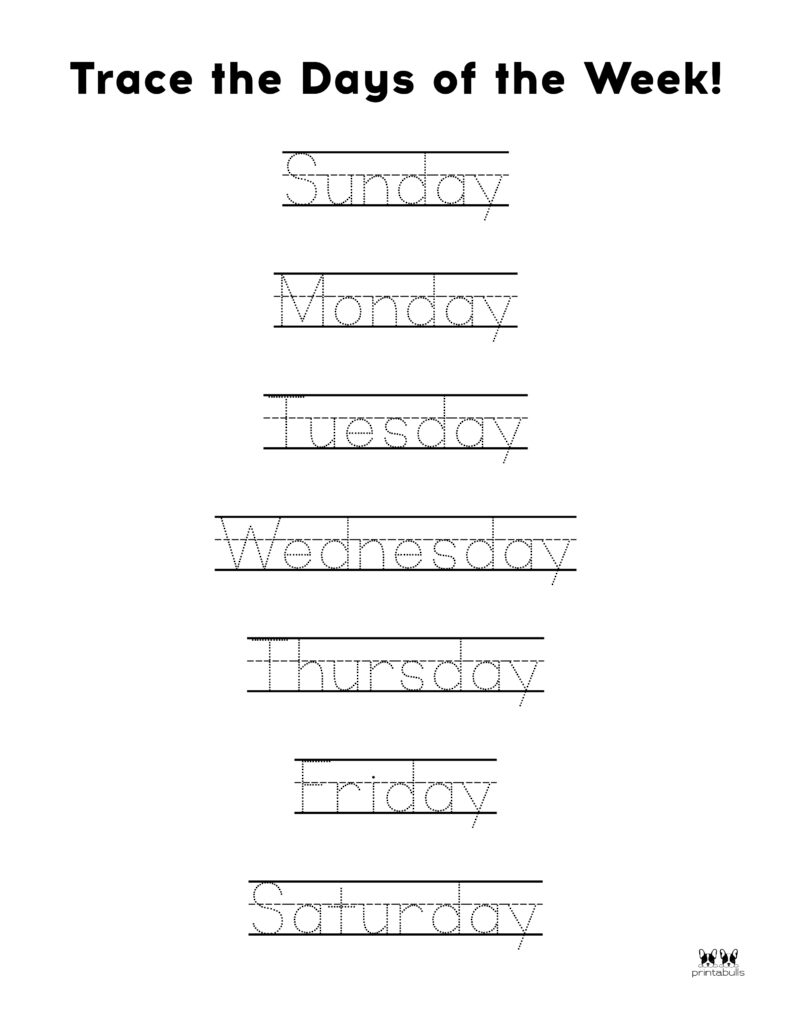 Kids Days Of The Week Worksheets Printable