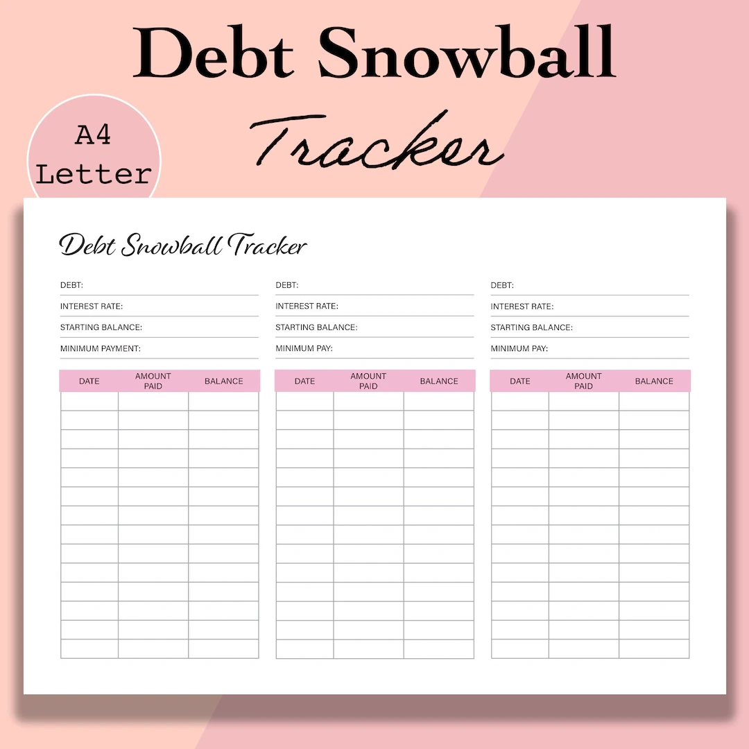 Debt Snowball Tracker Printable Debt Free Chart Debt Payoff 