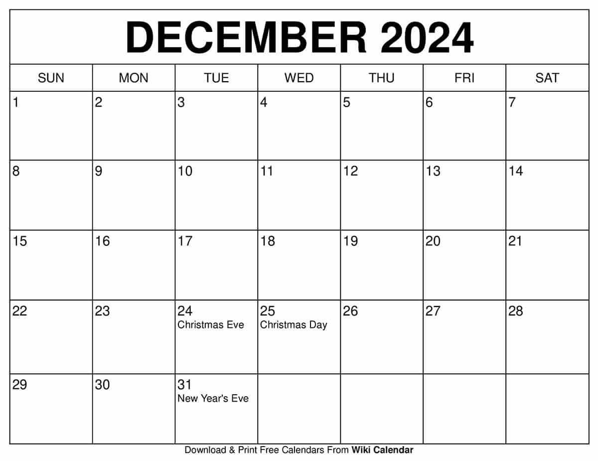Printable December 2026 Calendar Dateandtime