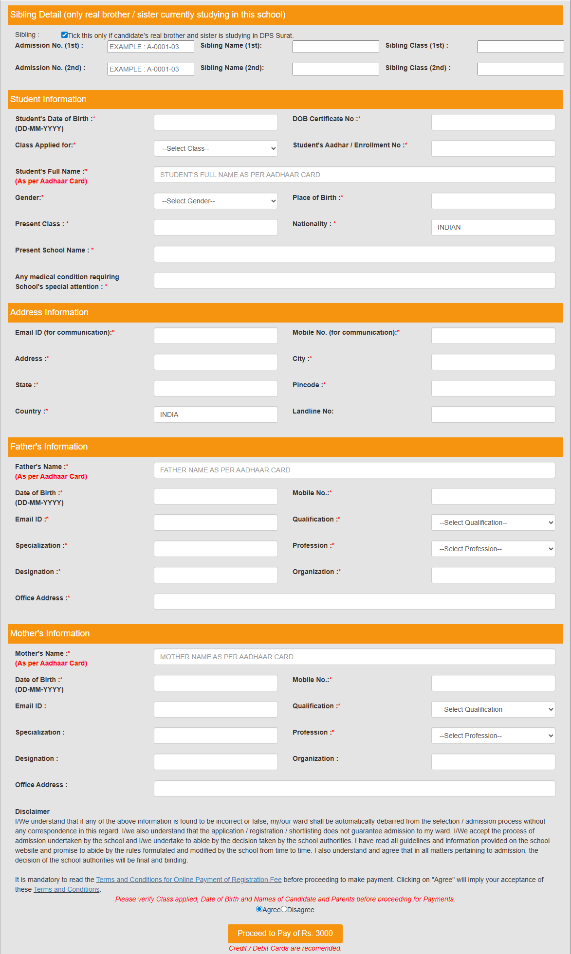delhi public school surat guidelines for filling online