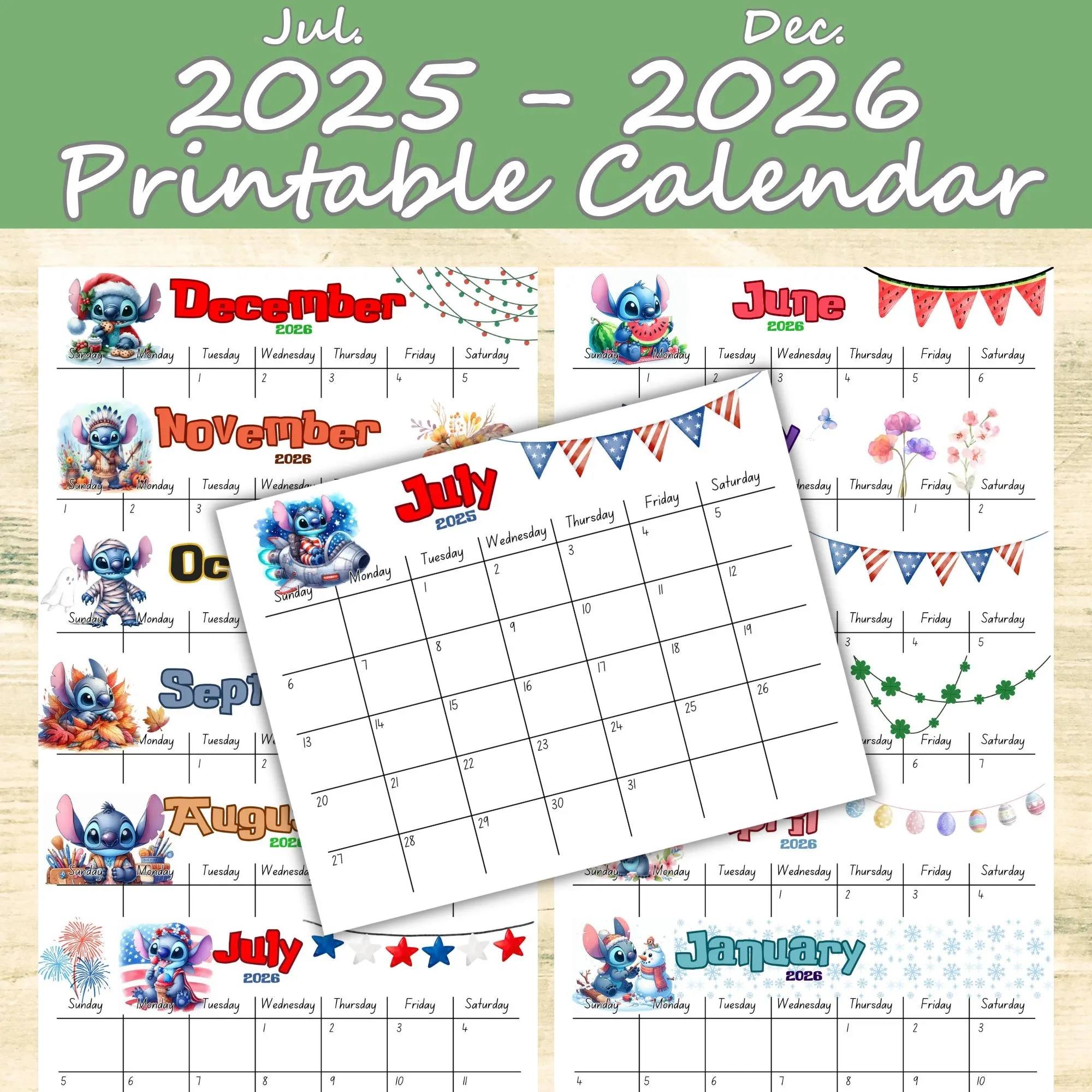 Desk Calendar 18 Month Etsy