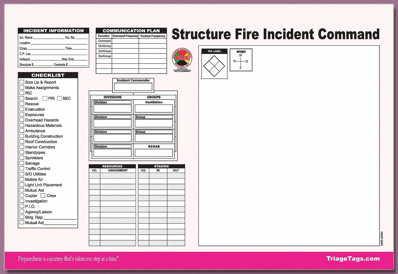 DISASTER MANAGEMENT SYSTEMS 25 PK Structure Fire ICS Worksheet 