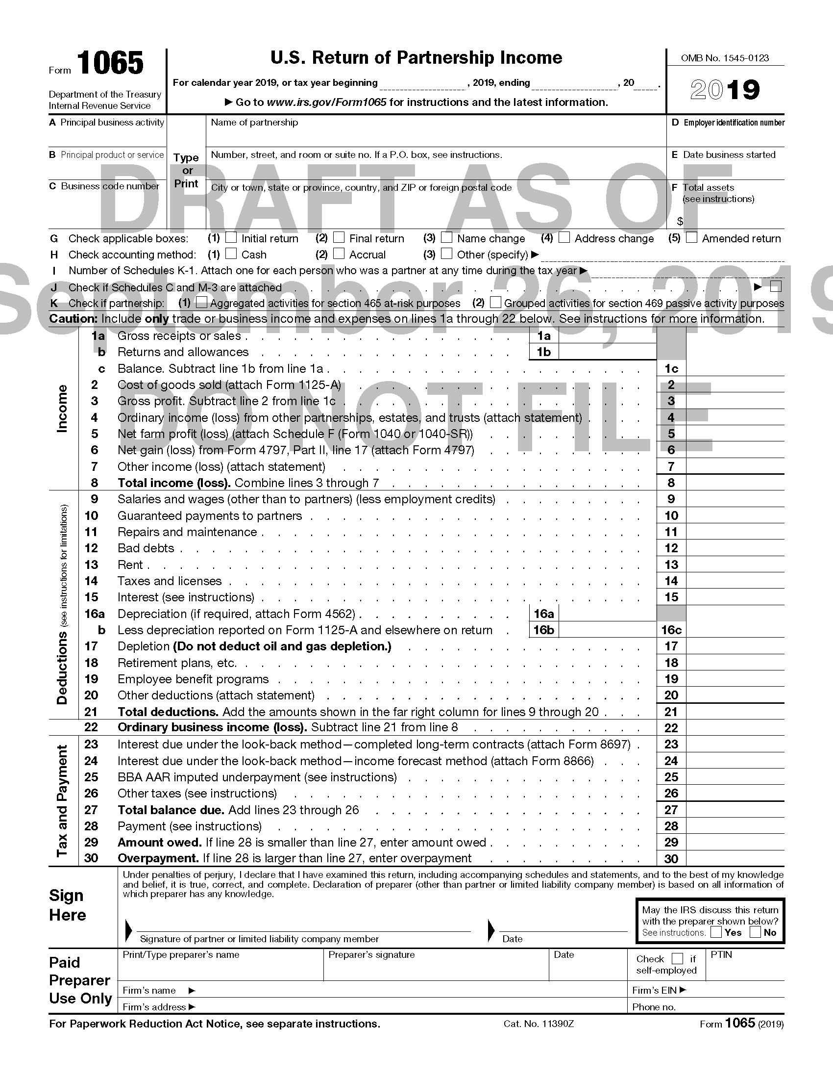 Drafts Of 2019 Forms 1065 And 1120S As Well As K 1s Issued By 