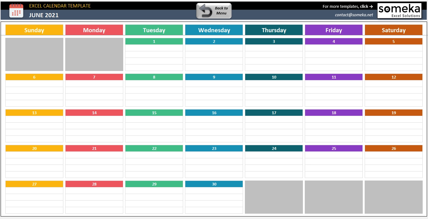 Dynamic Calendar Excel Template 2025 Blank Calendar In Excel