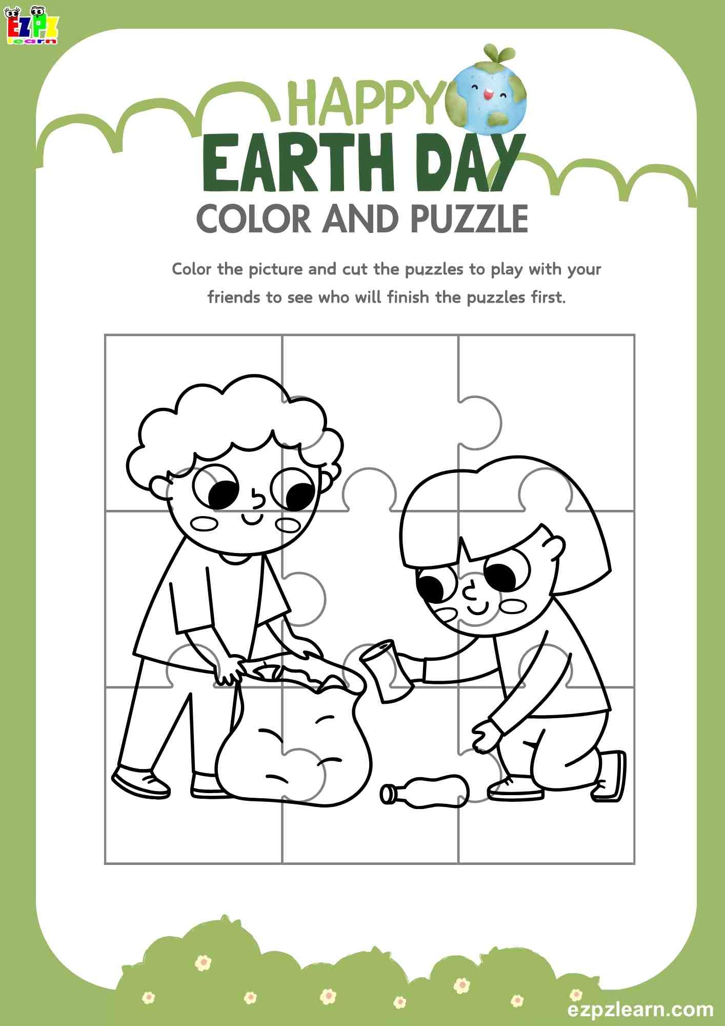 Earth Day Reduce Reuse And Recycle Coloring And Puzzle Activity 