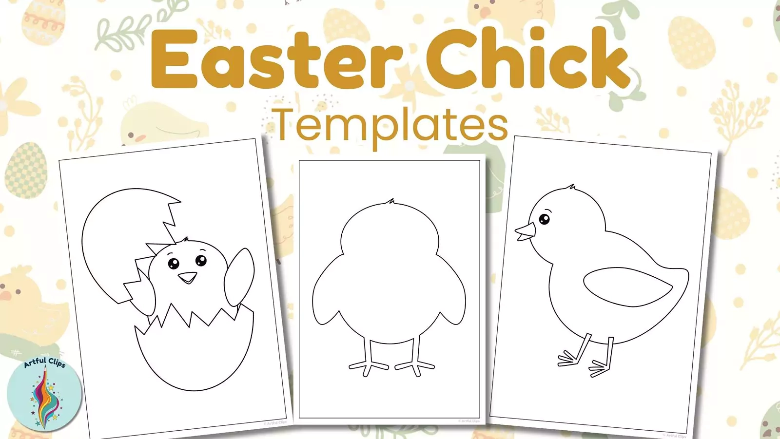 Easter Chick Template Outline amp Coloring Sheet Set