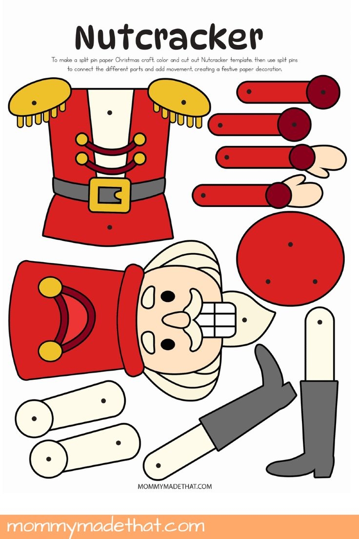 Easy Nutcracker Puppet Craft Free Printable Christmas Activity 