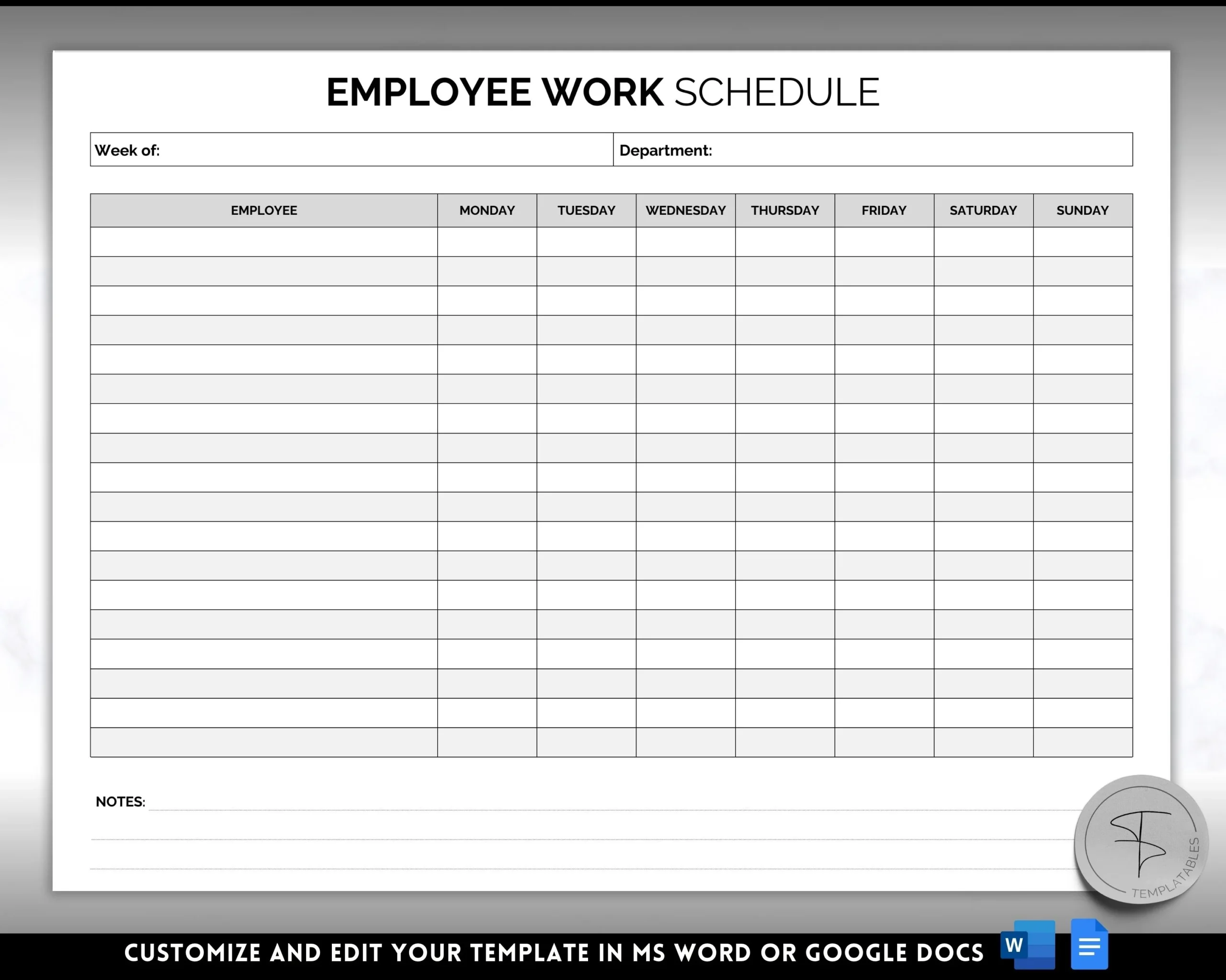 Editable Employee Work Schedule amp Time Tracker Template